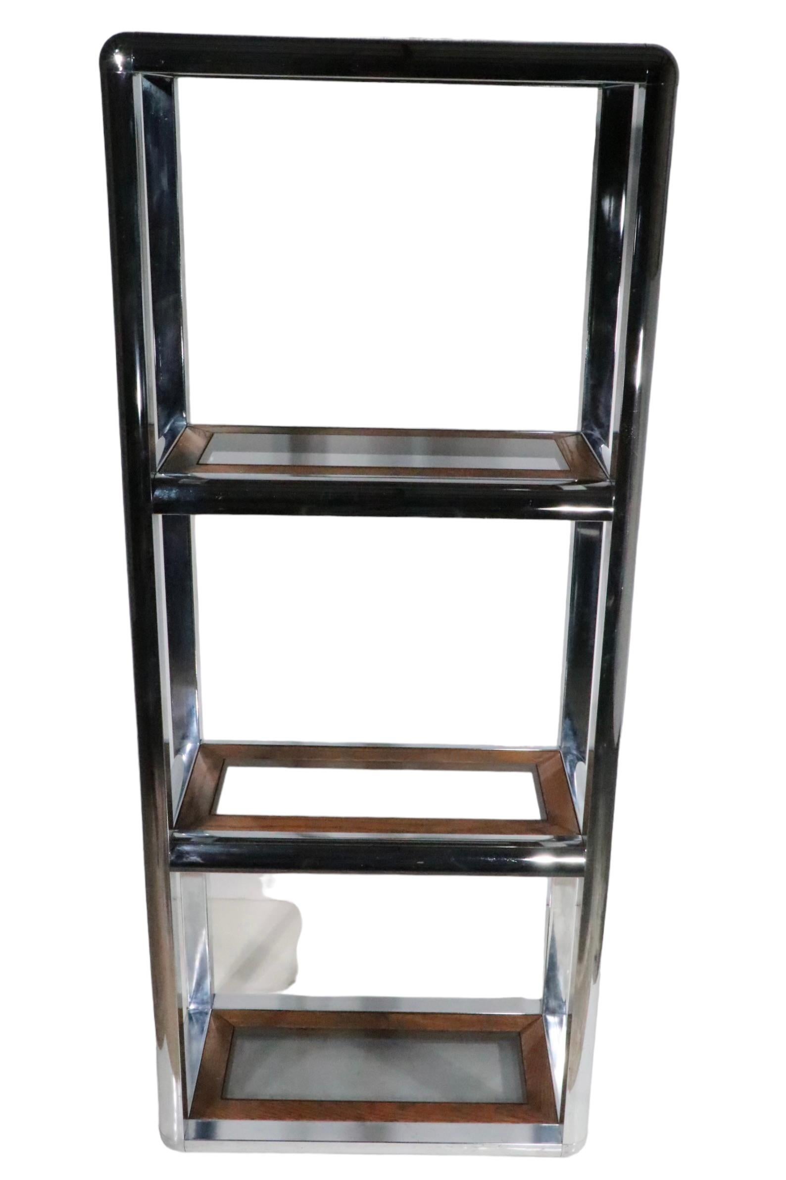 Chrome Glass and Oak Etagere in the style of Baughman c. 1970's  For Sale 10