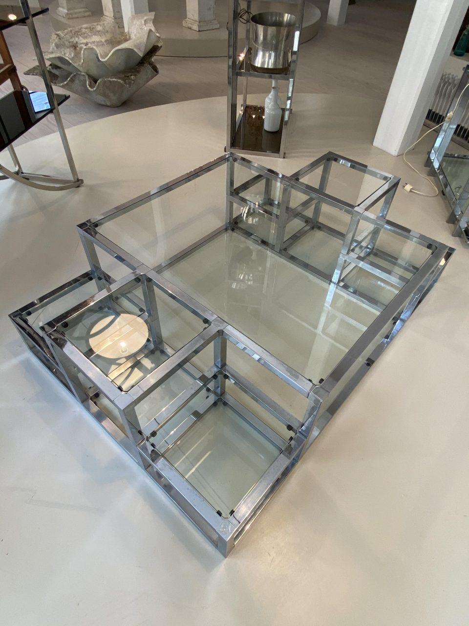 Chrome and Glass Art Deco Inspired Coffee Table, France In Good Condition In Copenhagen K, DK
