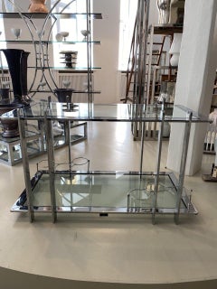 Chrome and Glass Art Deco Inspired Side Table/Bar-France