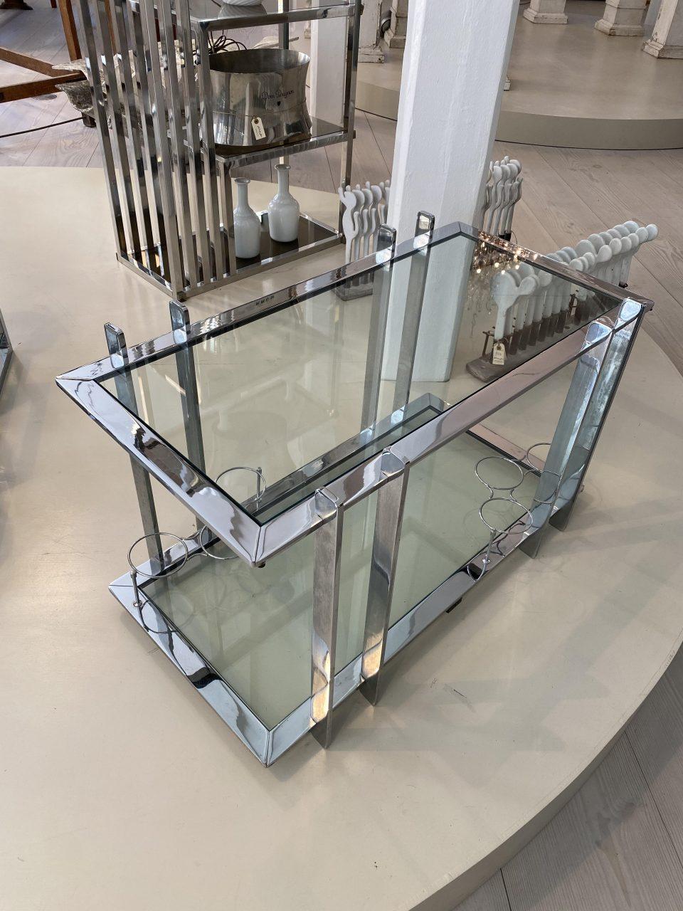 Chrome and Glass Art Deco Inspired Side Table/Bar-France In Good Condition In Copenhagen K, DK