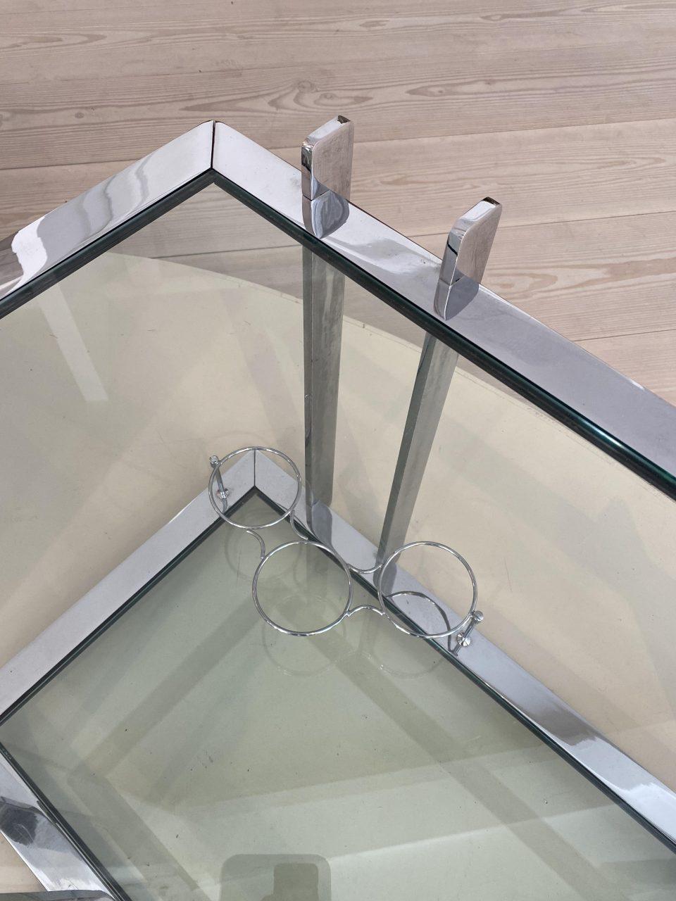 Chrome and Glass Art Deco Inspired Side Table/Bar-France 3