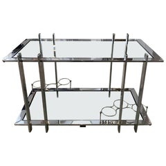 Chrome and Glass Art Deco Inspired Side Table/Bar-France