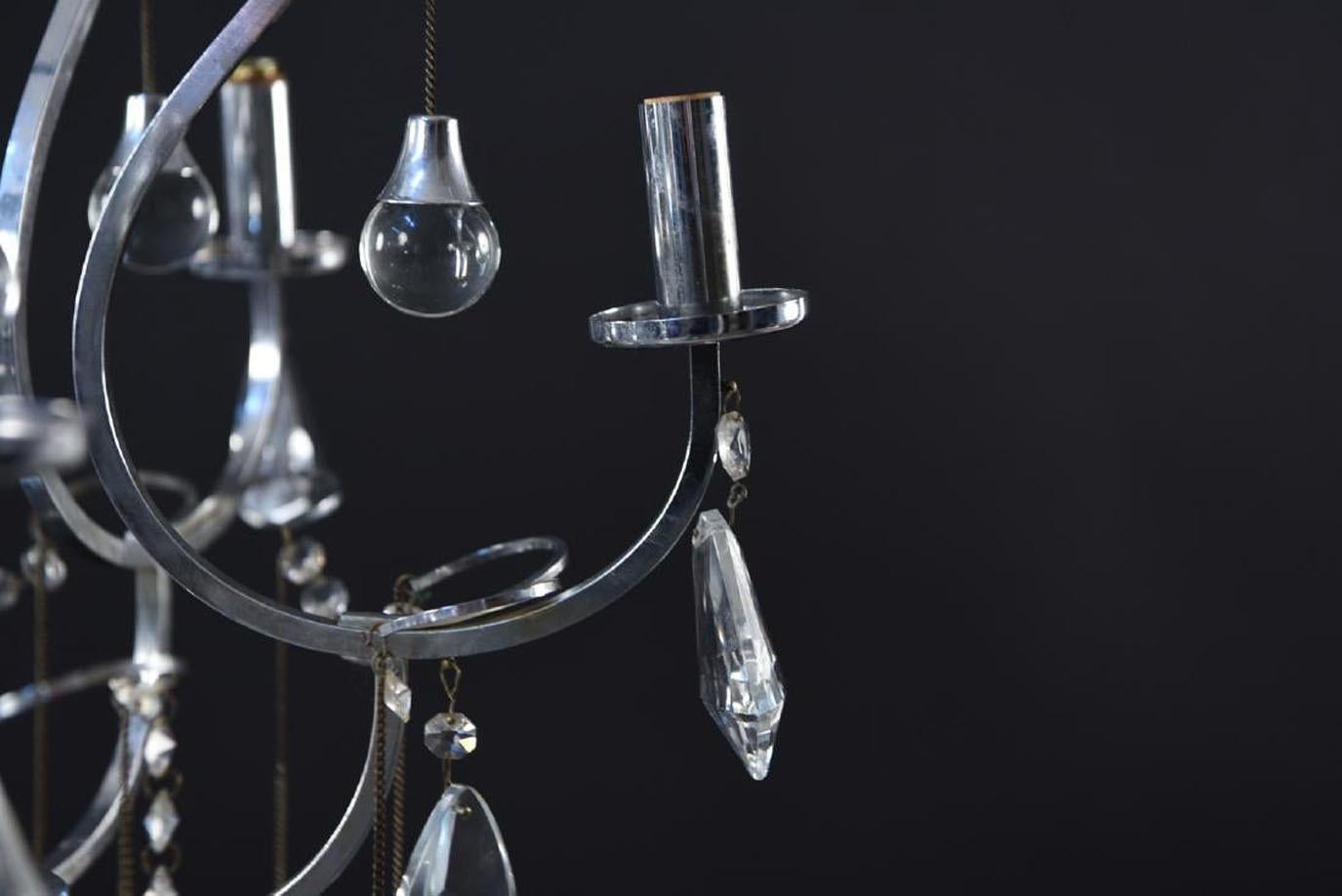 Chrome and Glass Ball Chandelier by Gaetano Sciolari In Good Condition For Sale In Sheffield, MA