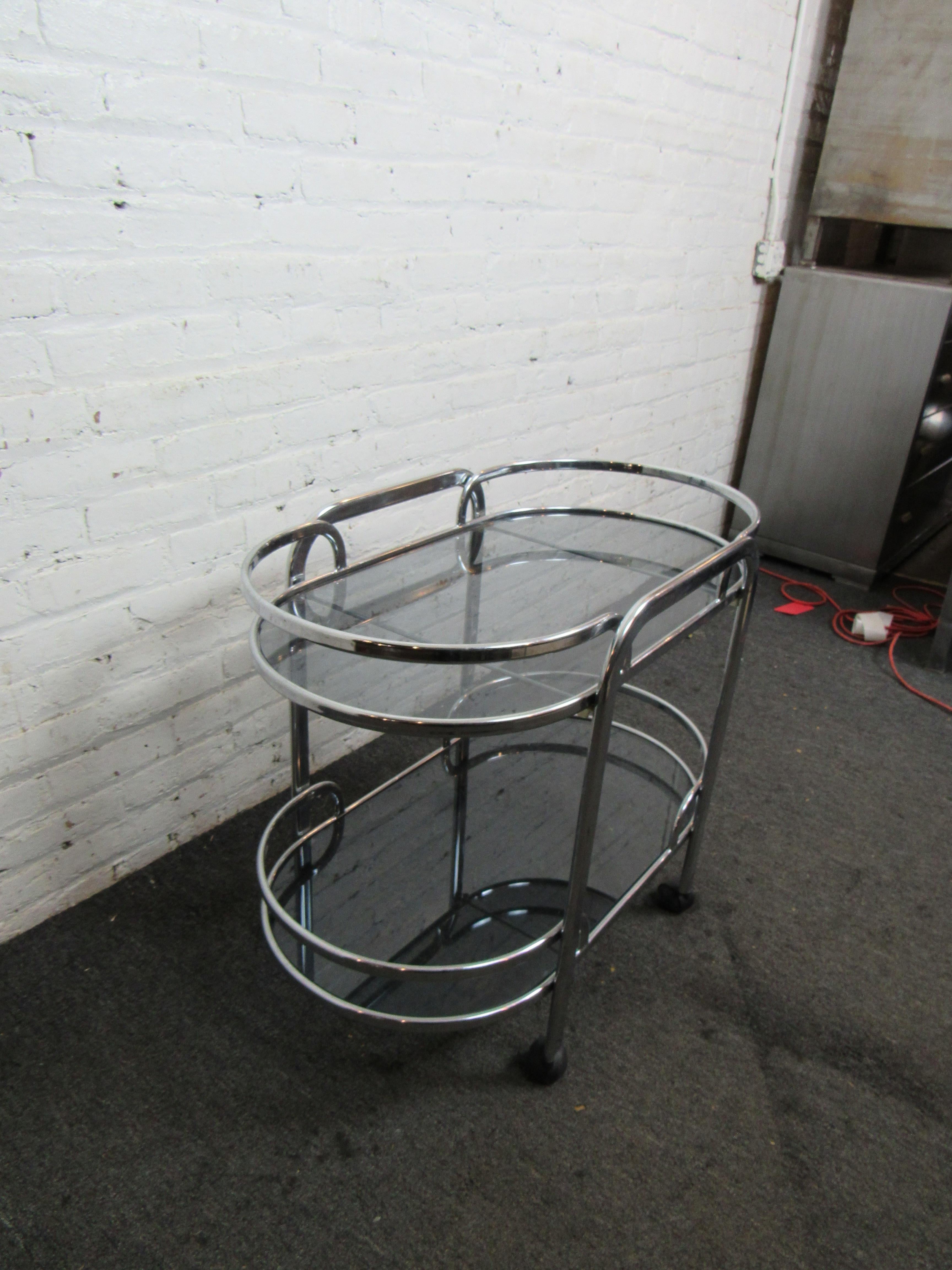 20th Century Chrome & Glass Bar Cart 