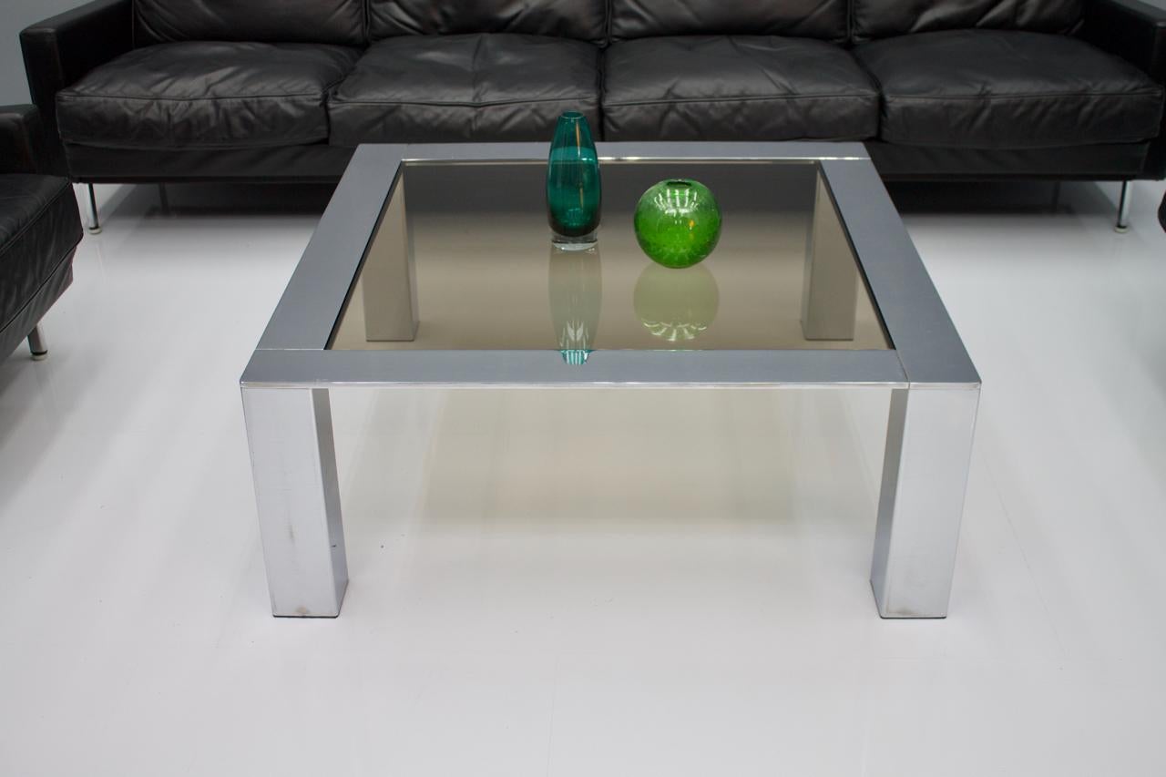 Mid-Century Modern Chrome and Glass Coffee Table Italy 1970s For Sale