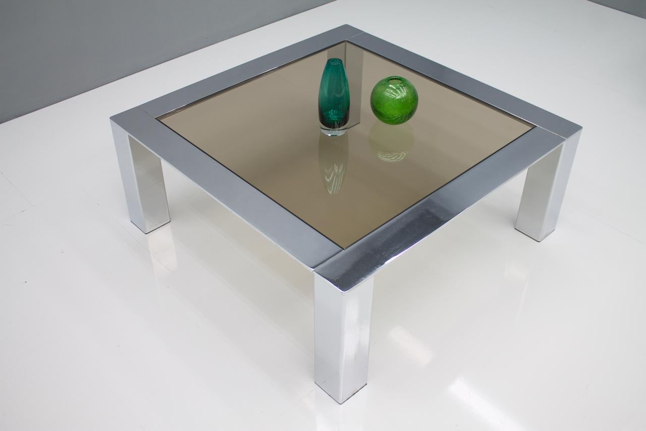 Chrome and Glass Coffee Table Italy 1970s In Good Condition For Sale In Frankfurt / Dreieich, DE