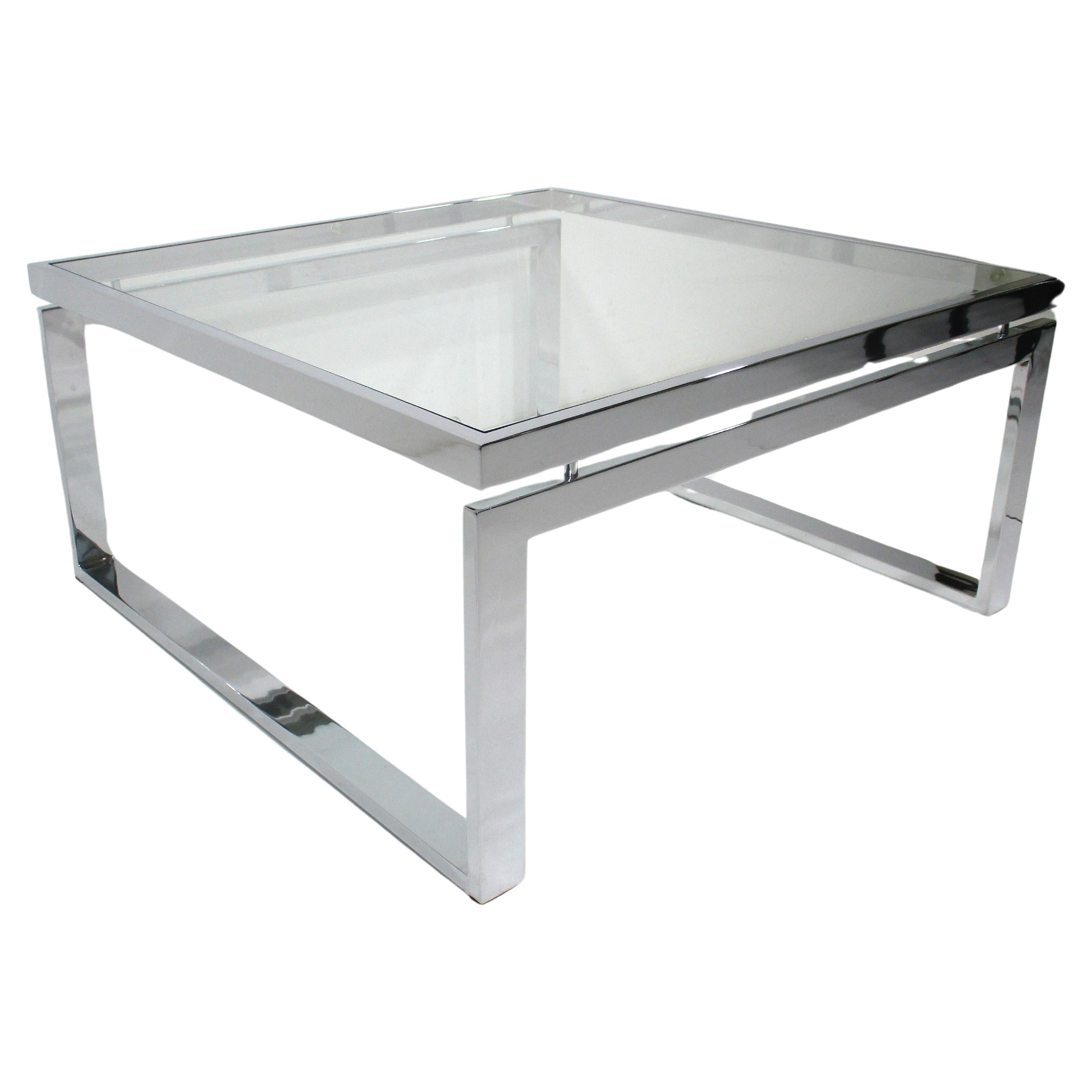 Chrome / Glass Coffee Table in the style of Milo Baughman 
