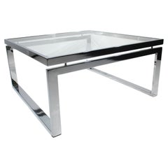 Milo Baughman-Couchtisch im Stil von Chrom / Glas