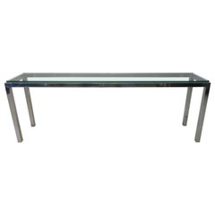 Chrome / Glass Console / Sofa Table in the style of Pace