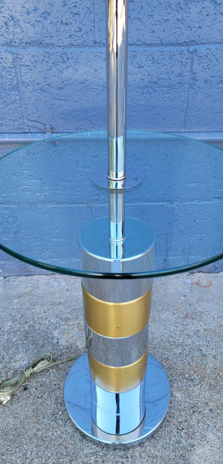 Chrome and Glass End Table Floor Lamp at 1stDibs