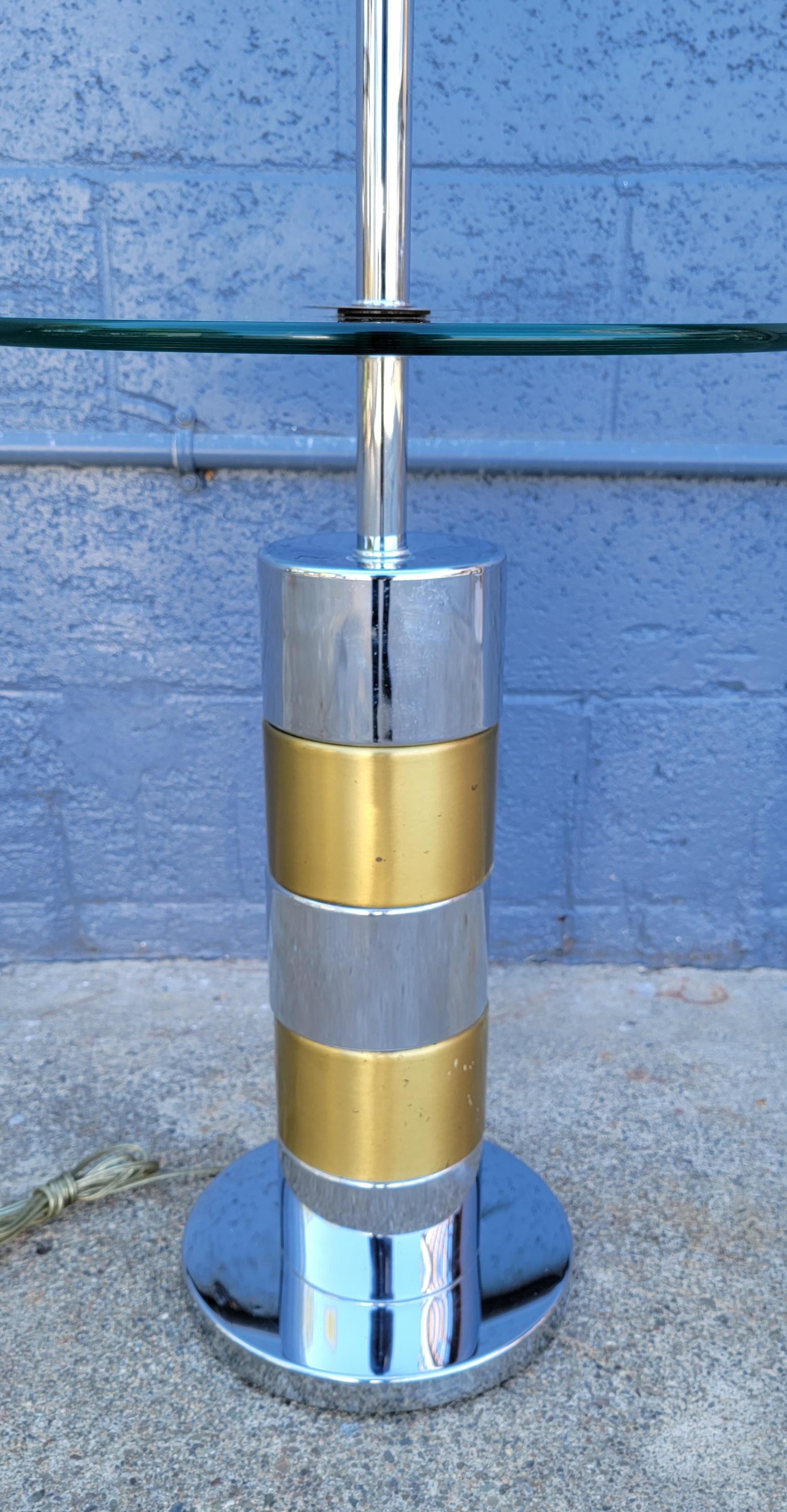 American Chrome & Glass End Table Floor Lamp