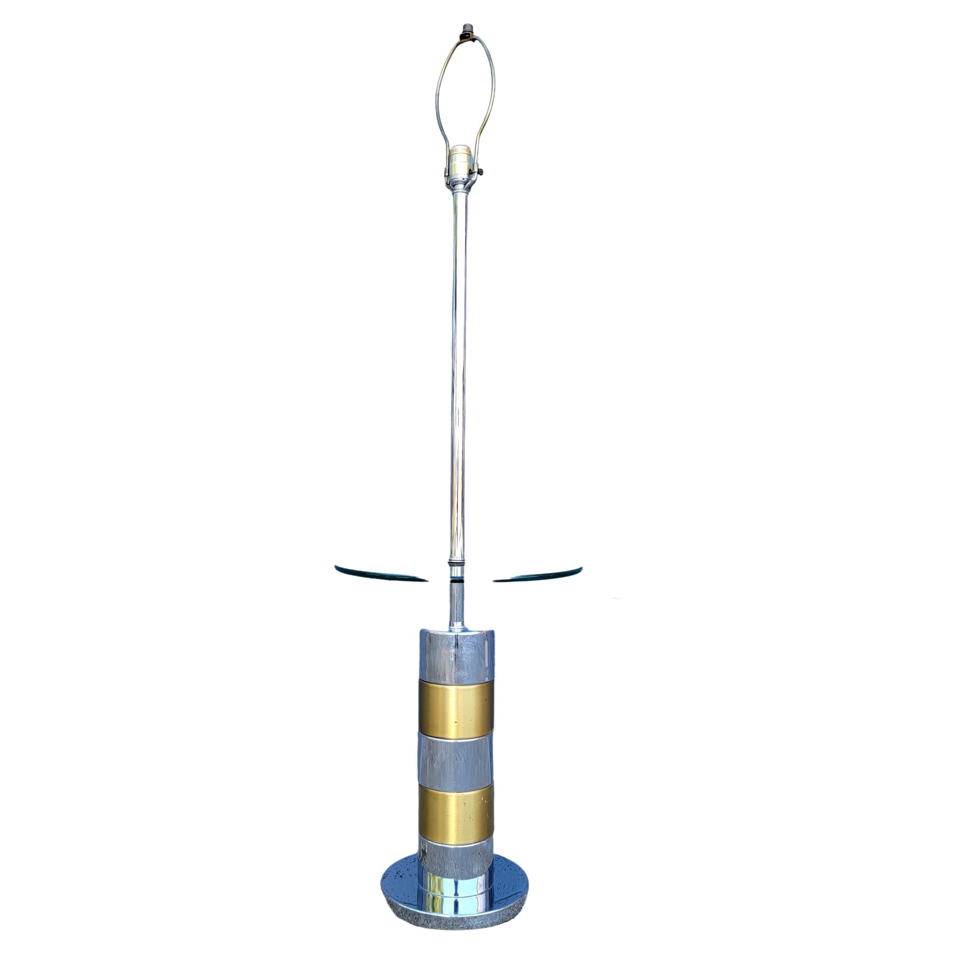 Chrome & Glass End Table Floor Lamp In Good Condition In Fulton, CA