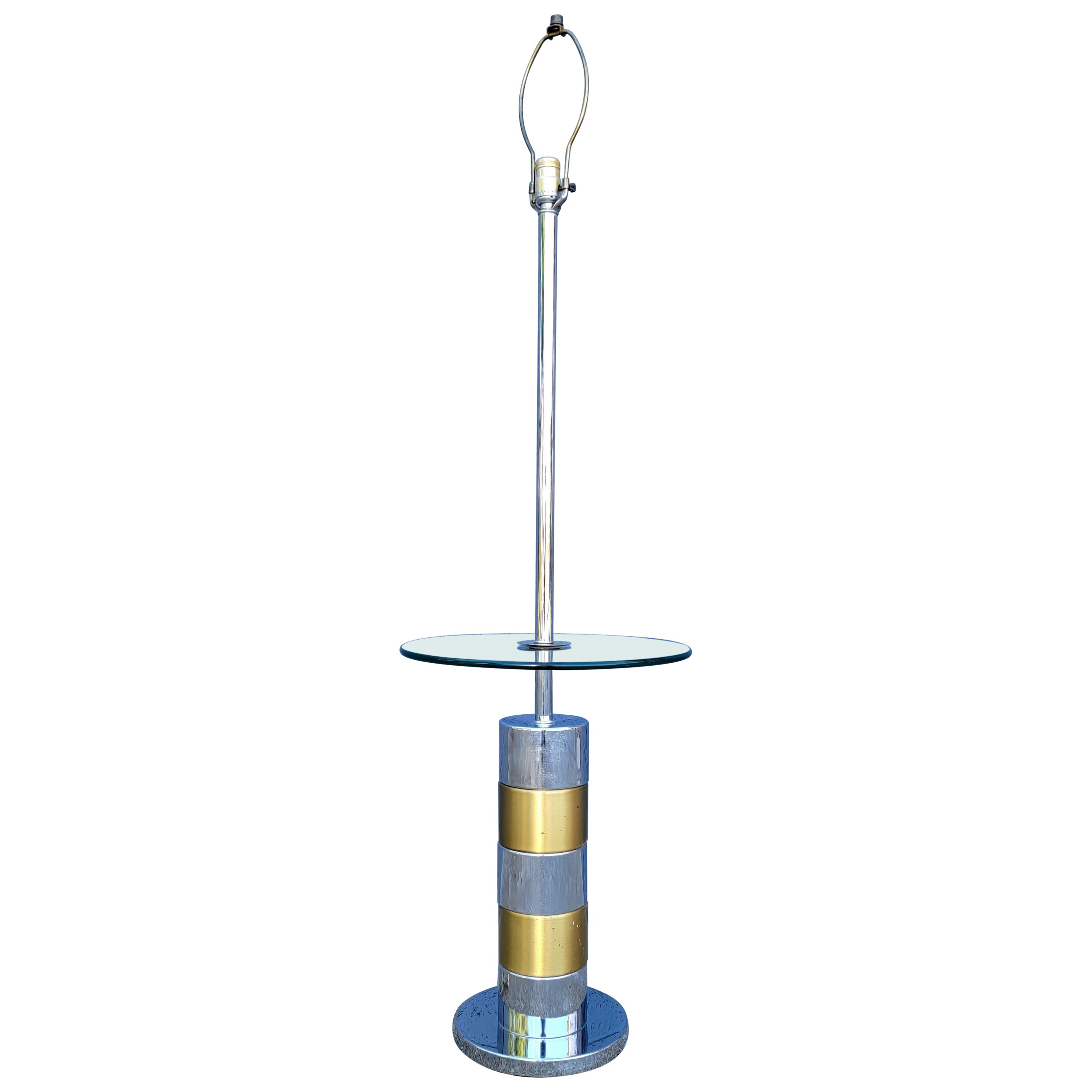 Chrome & Glass End Table Floor Lamp