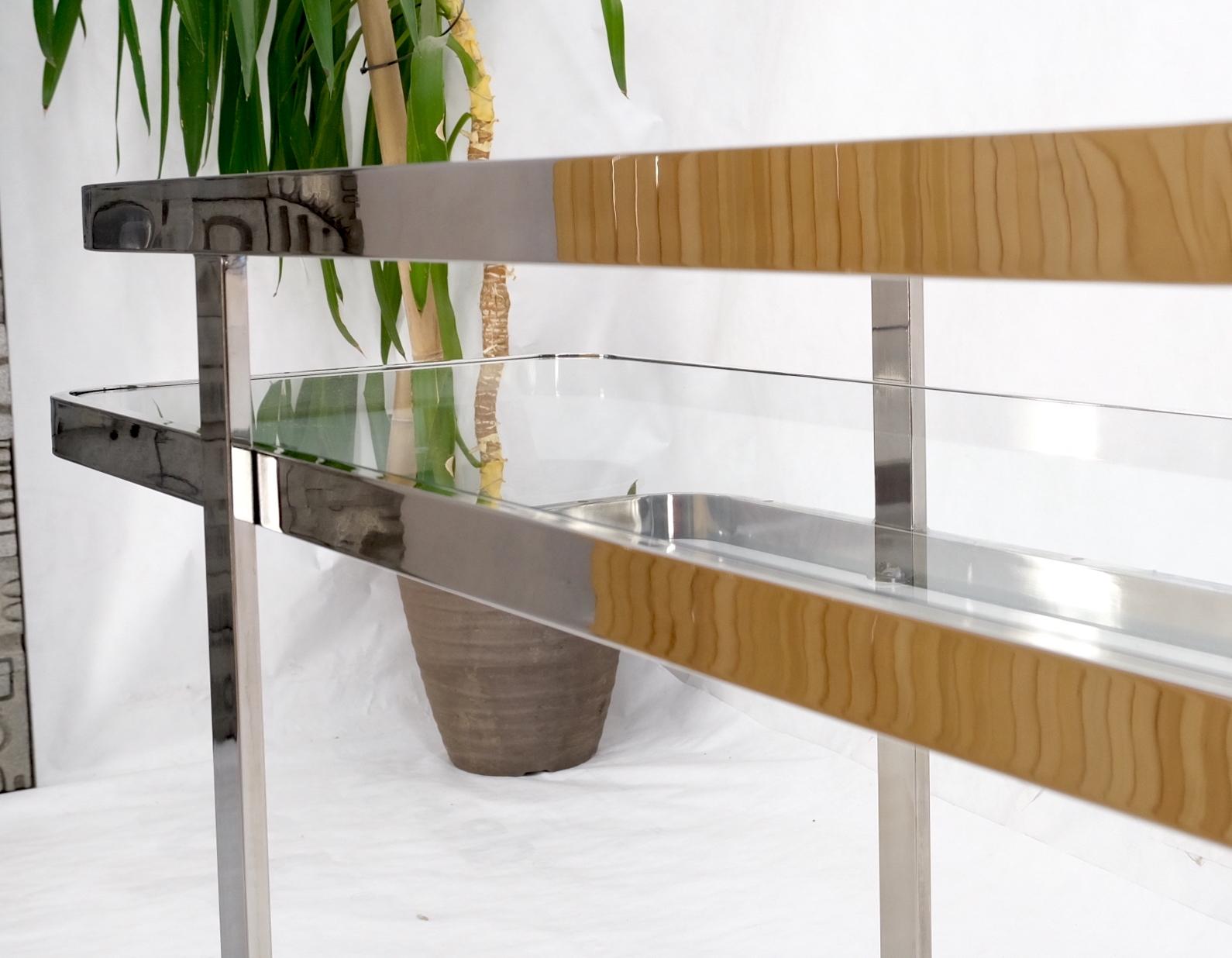Chrome & Glass Mid-Century Modern Two Tier Console Sofa Table Mint 2