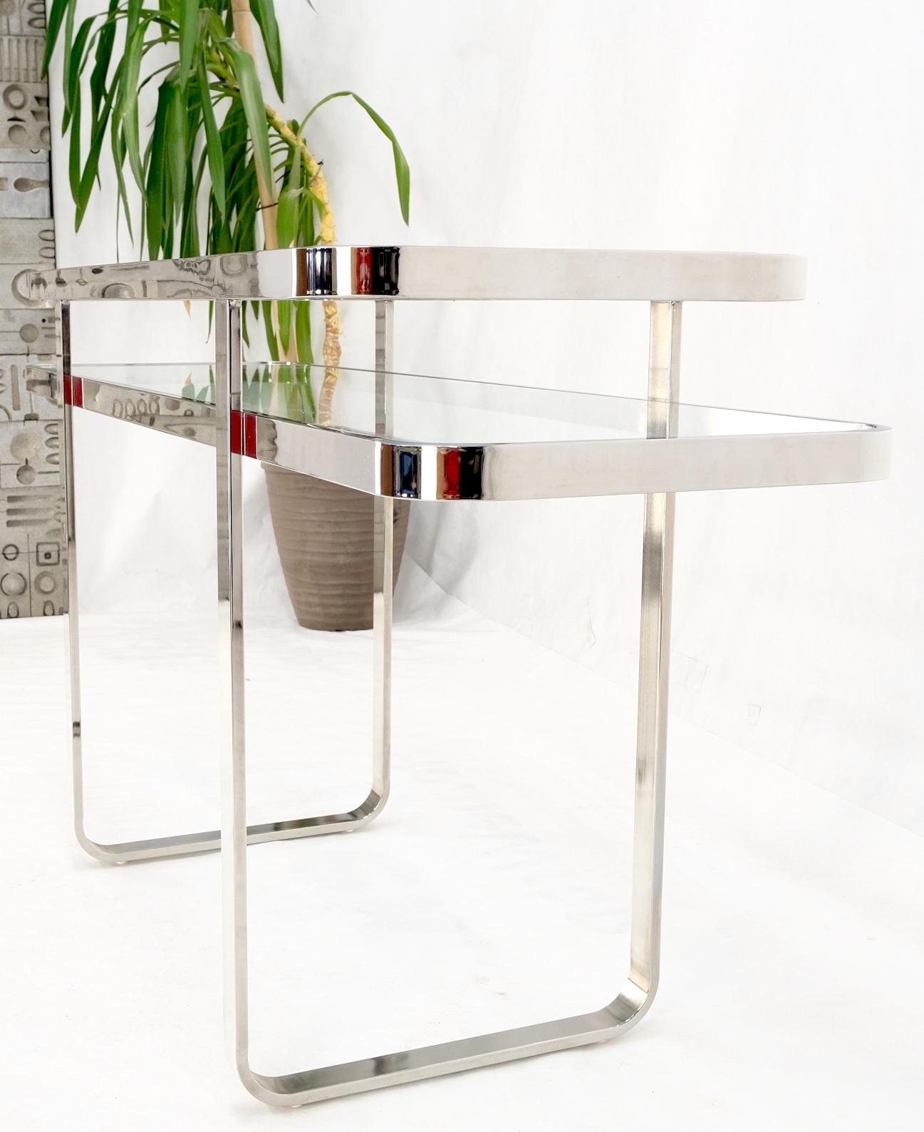 Chrome & Glass Mid-Century Modern Two Tier Console Sofa Table Mint 4