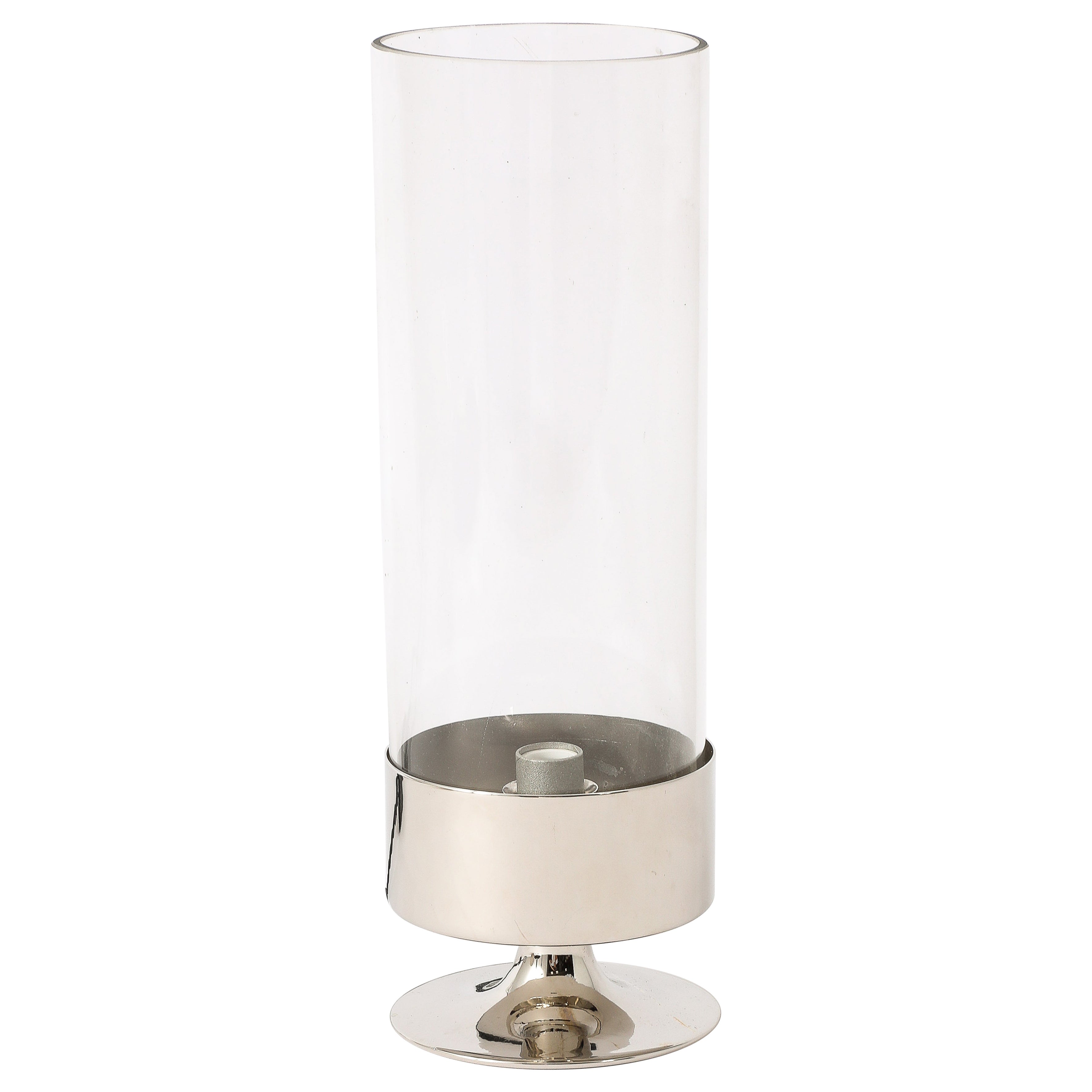 Chrome & Glass "Photophore" Table Lamp by Philippe Barbier - France 1970's