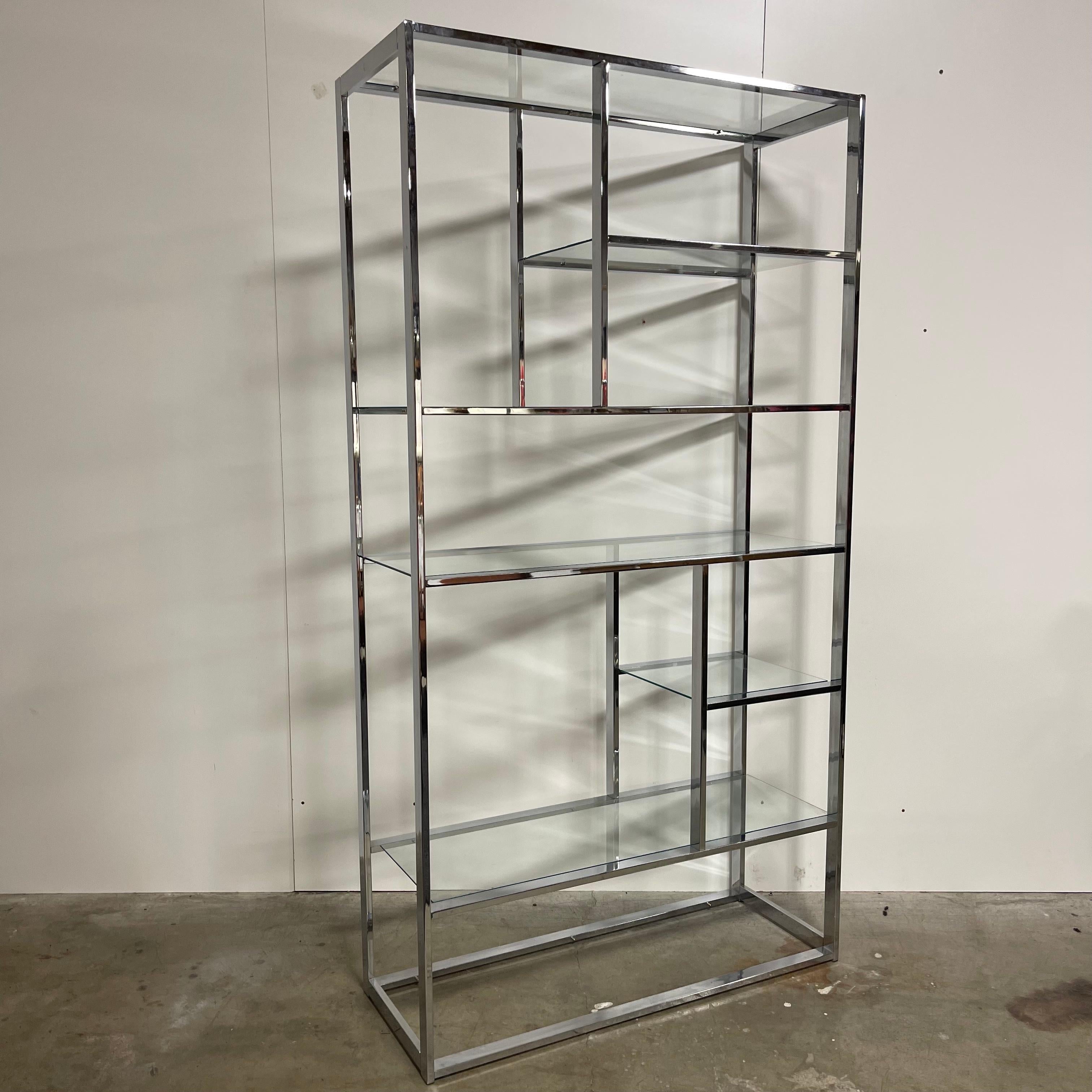 Chrome & Glass Shelf in the Manner of Milo Baughman For Sale 4