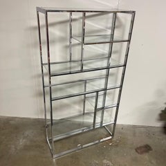 Chrome & Glass Shelf in the Manner of Milo Baughman