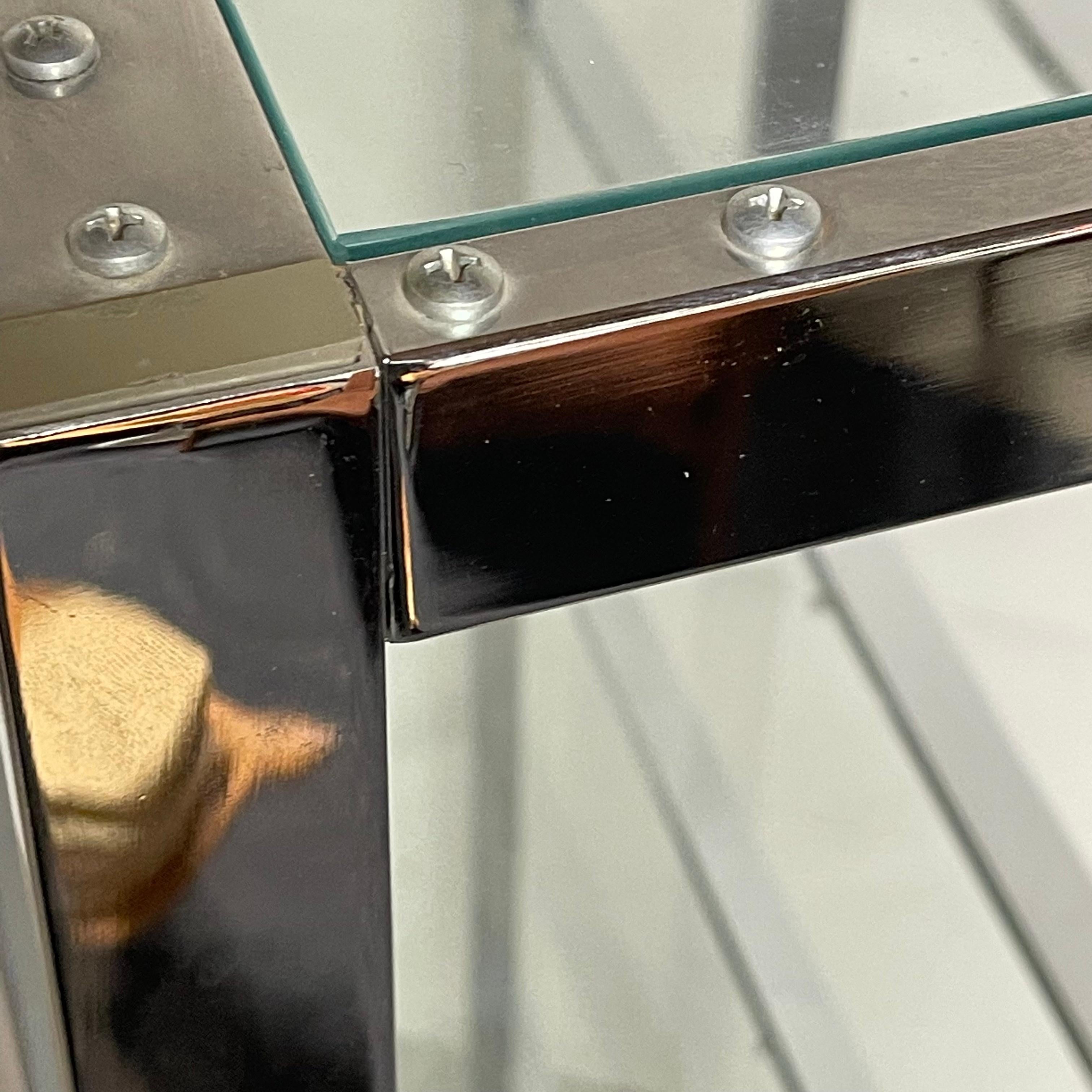 Mid-Century Modern Chrome & Glass Shelf in the Manner of Milo Baughman For Sale