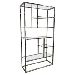 Chrome & Glass Shelf in the Manner of Milo Baughman