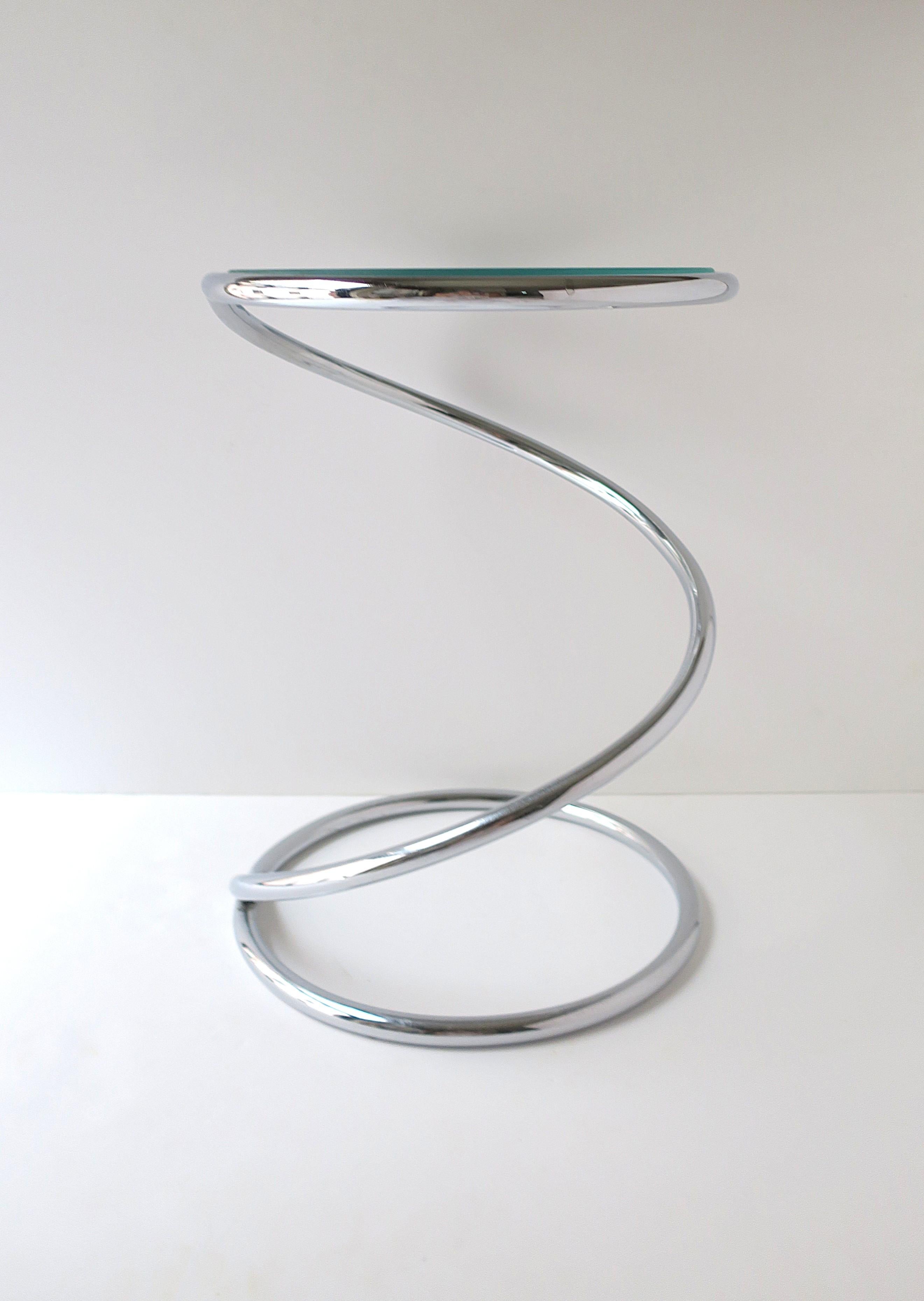 Chrome Glass Side Drinks Table Pace Collection For Sale 2
