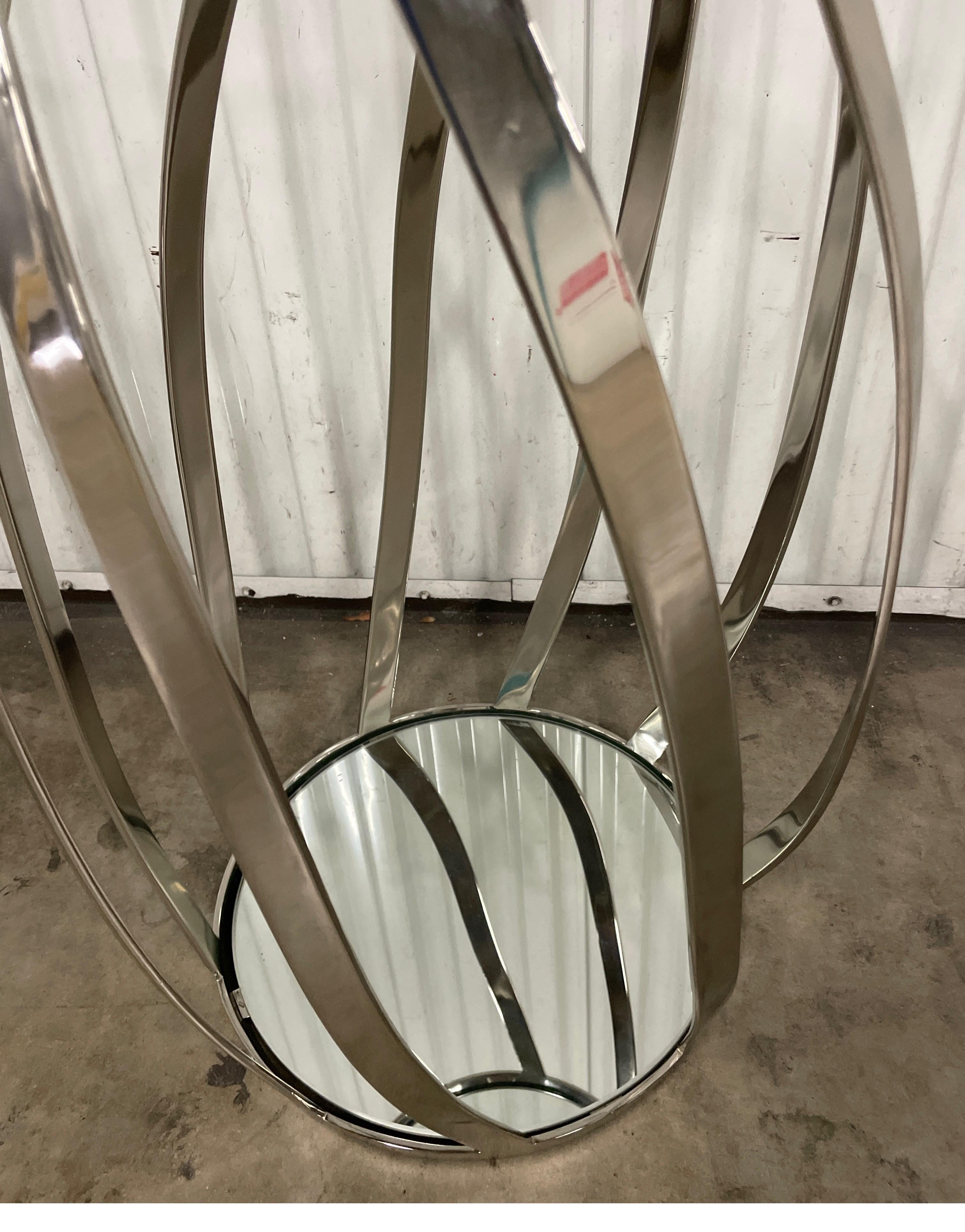 Chrome & Glass Spiral Side Table In Good Condition For Sale In West Palm Beach, FL