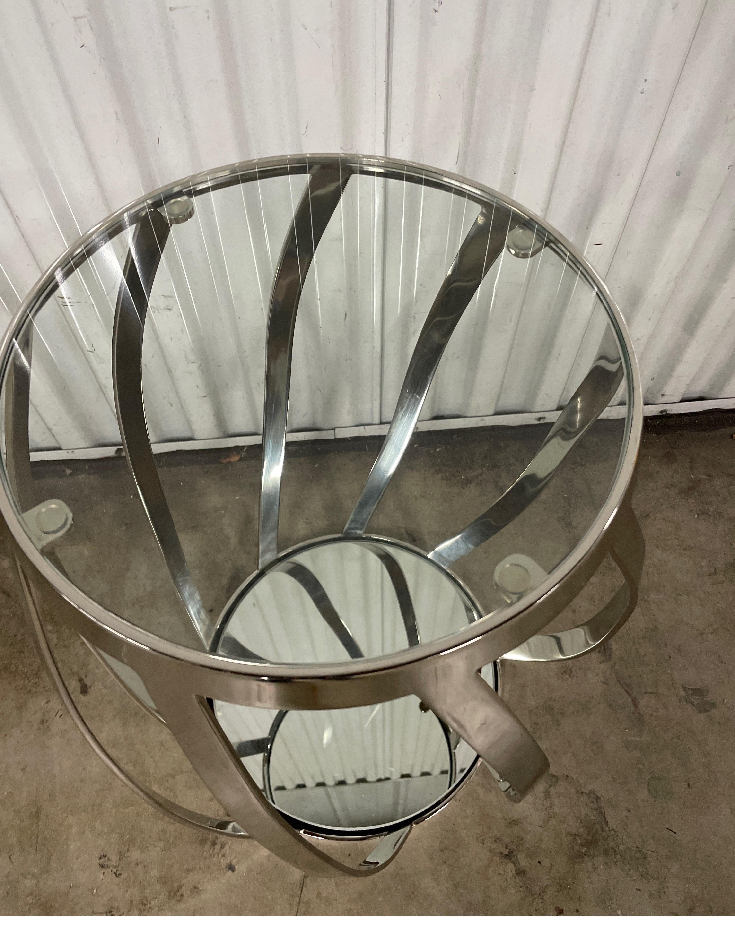 20th Century Chrome & Glass Spiral Side Table For Sale