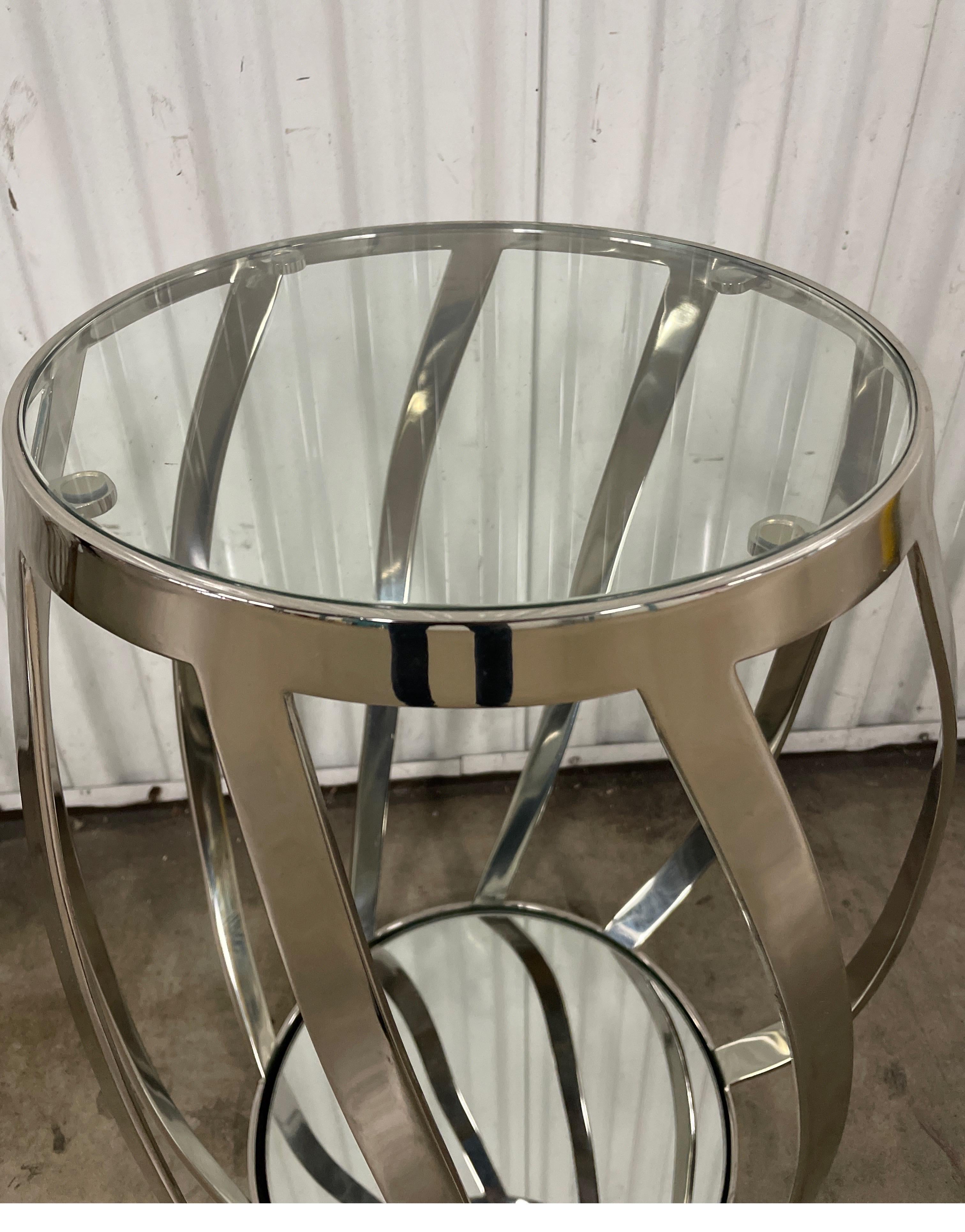 Chrome & Glass Spiral Side Table For Sale 1