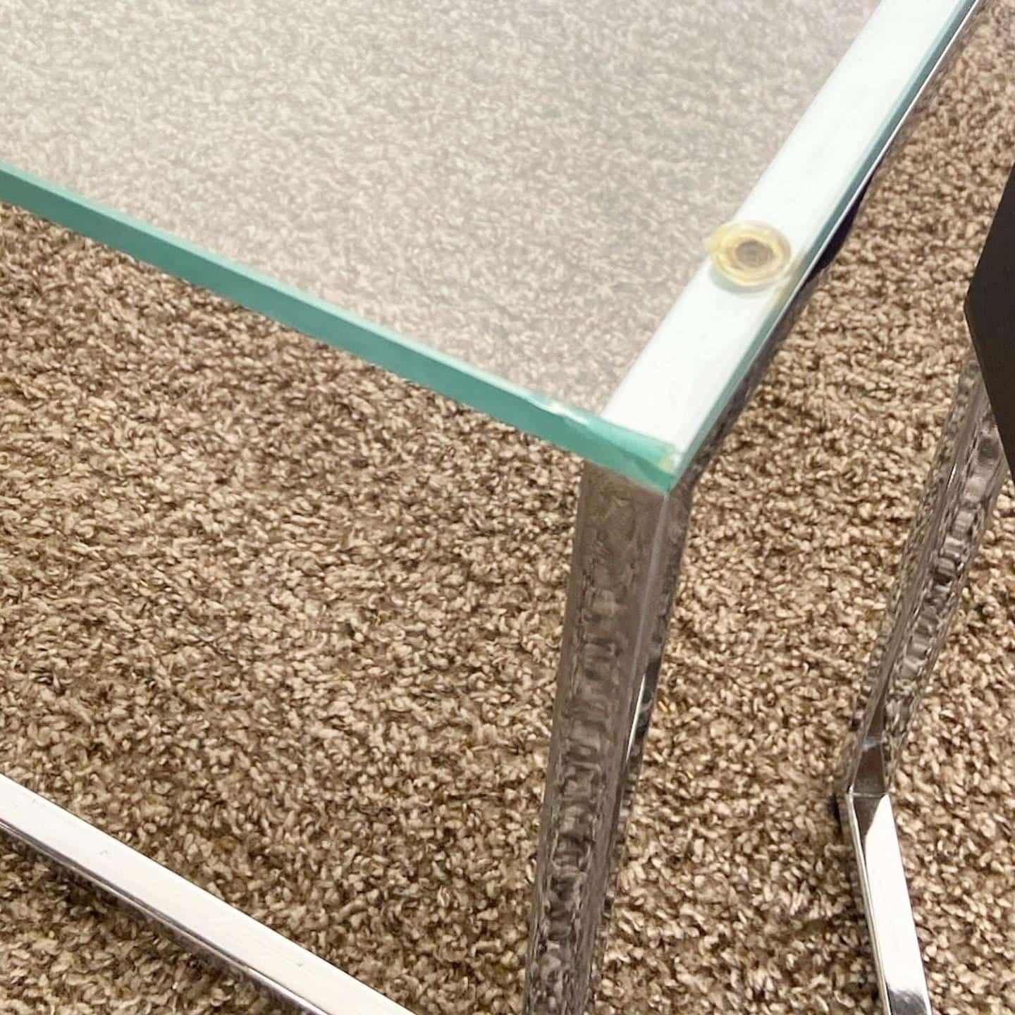 Danish Chrome Glass Top and Wooden Top Nesting Coffee Table Set by Bo Concepts For Sale