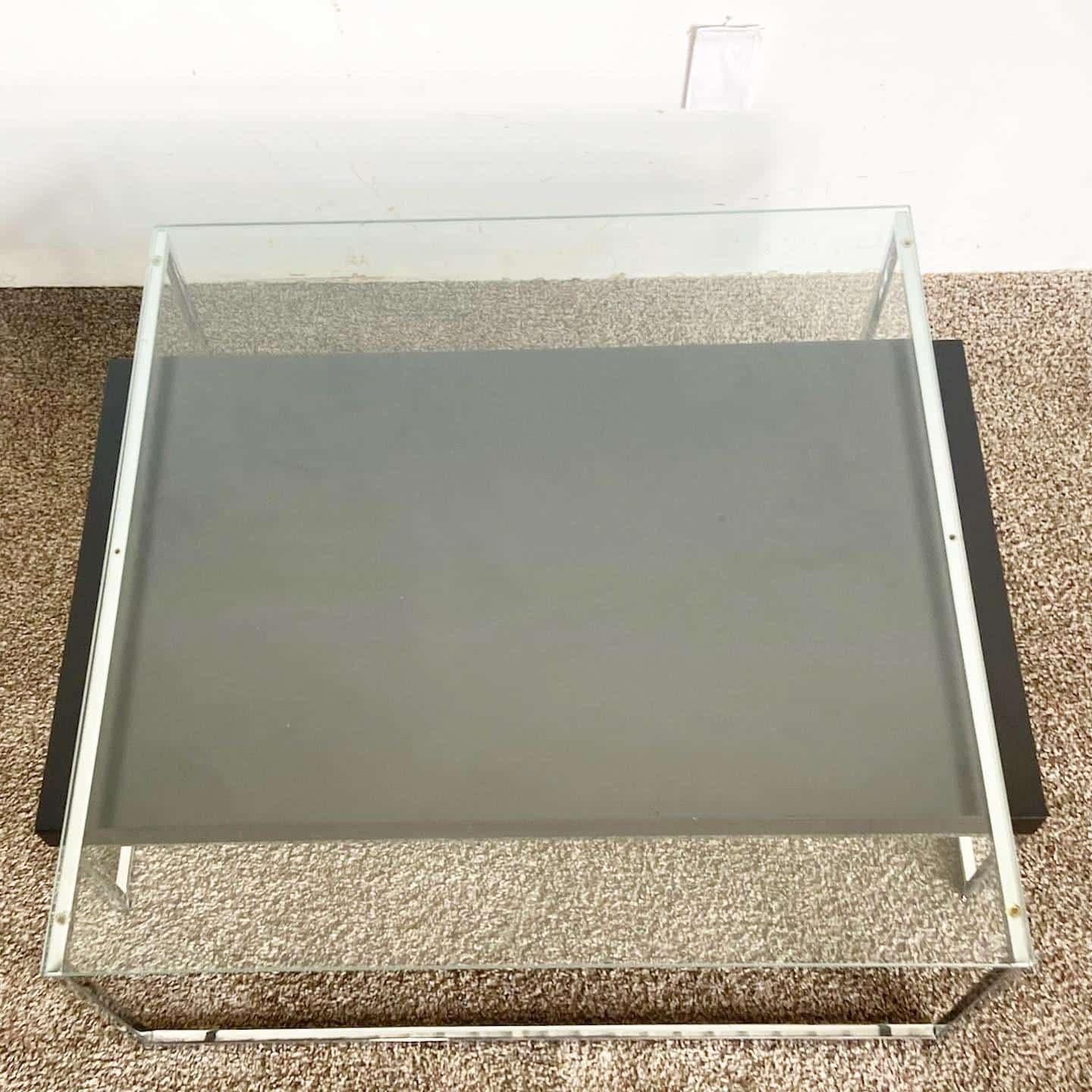 Chrome Glass Top and Wooden Top Nesting Coffee Table Set by Bo Concepts For Sale 3