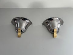 Coppia di applique in metallo cromato e dorato di Art Line, anni '70, Germania