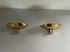 Coppia di applique in metallo cromato e dorato di Art Line, anni '70, Germania