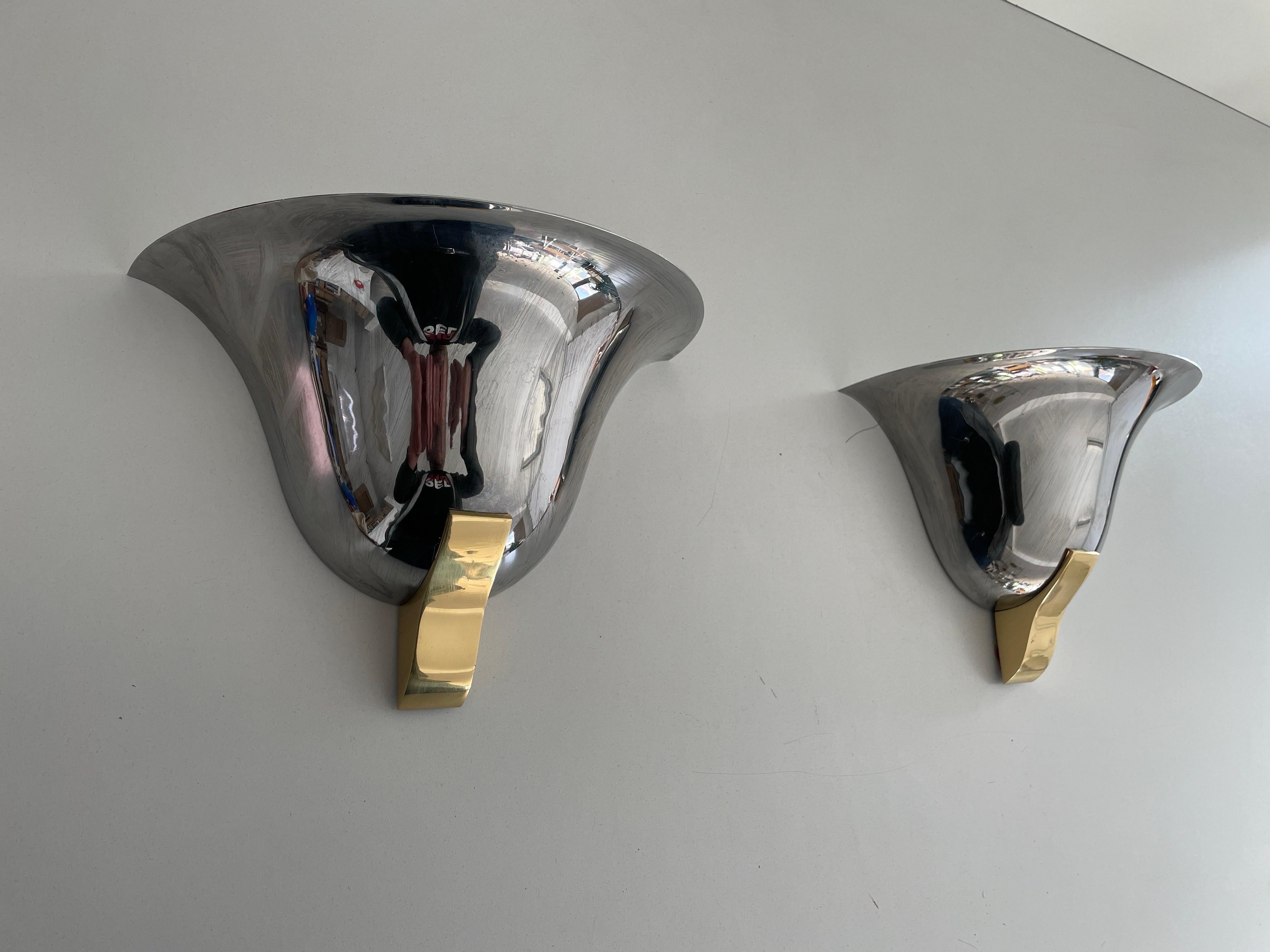 Coppia di applique in metallo cromato e dorato di Art Line, anni '70, Germania in vendita 1