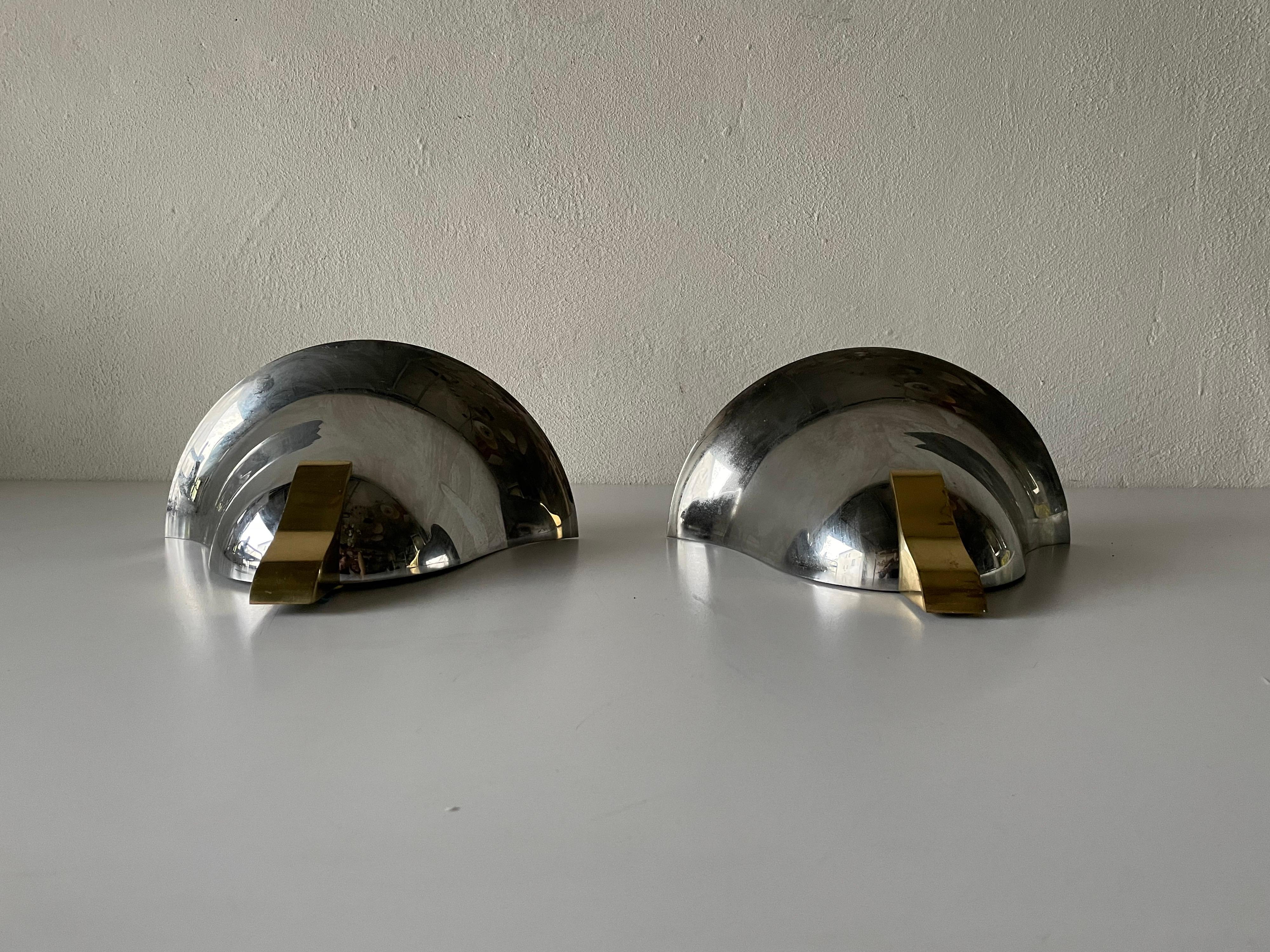 Space Age Chrome & Gold Metal Pair of Sconces by Art-Line, 1980s Germany