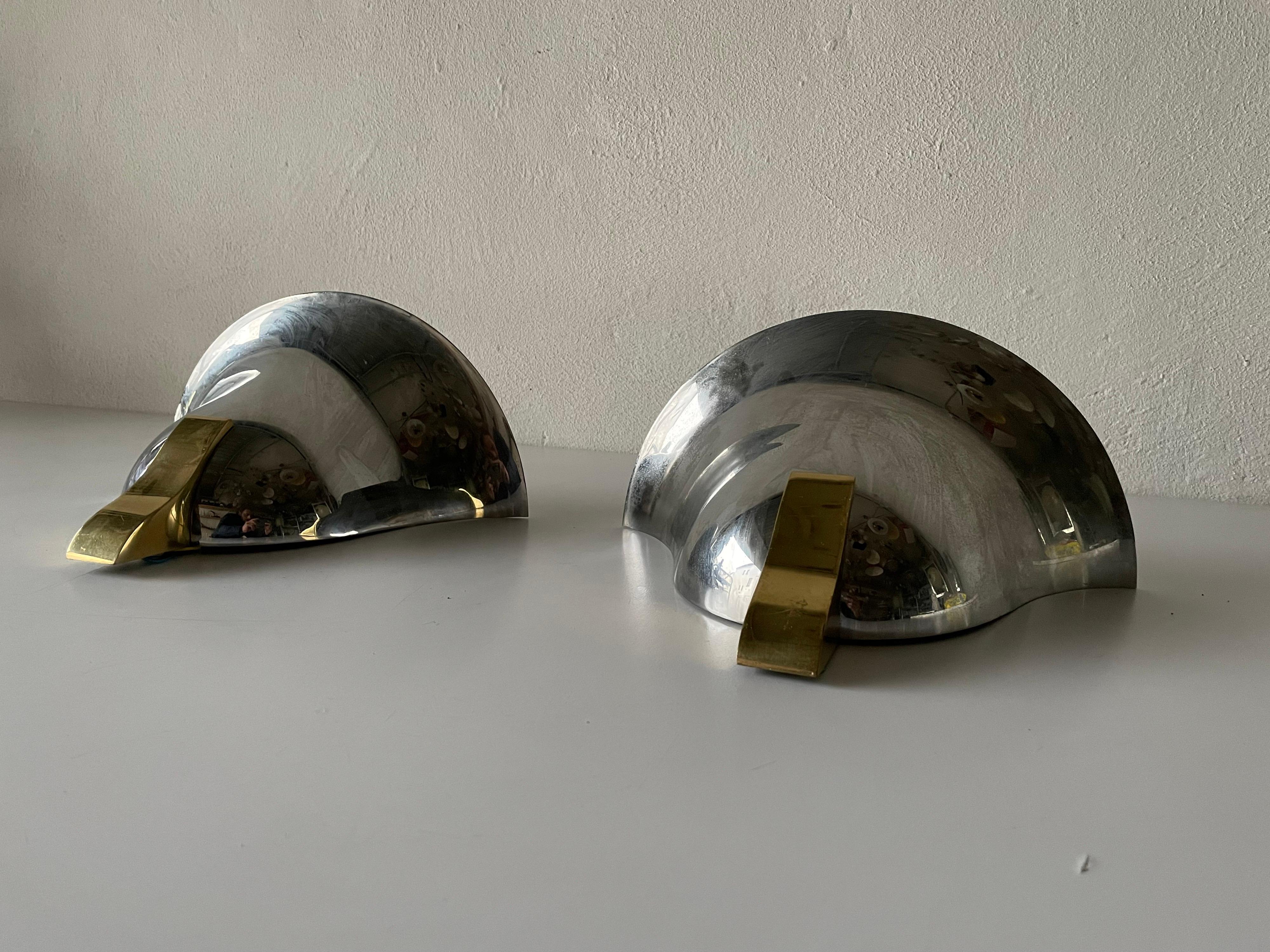 Chrome & Gold Metal Pair of Sconces by Art-Line, 1980s Germany In Good Condition In Hagenbach, DE