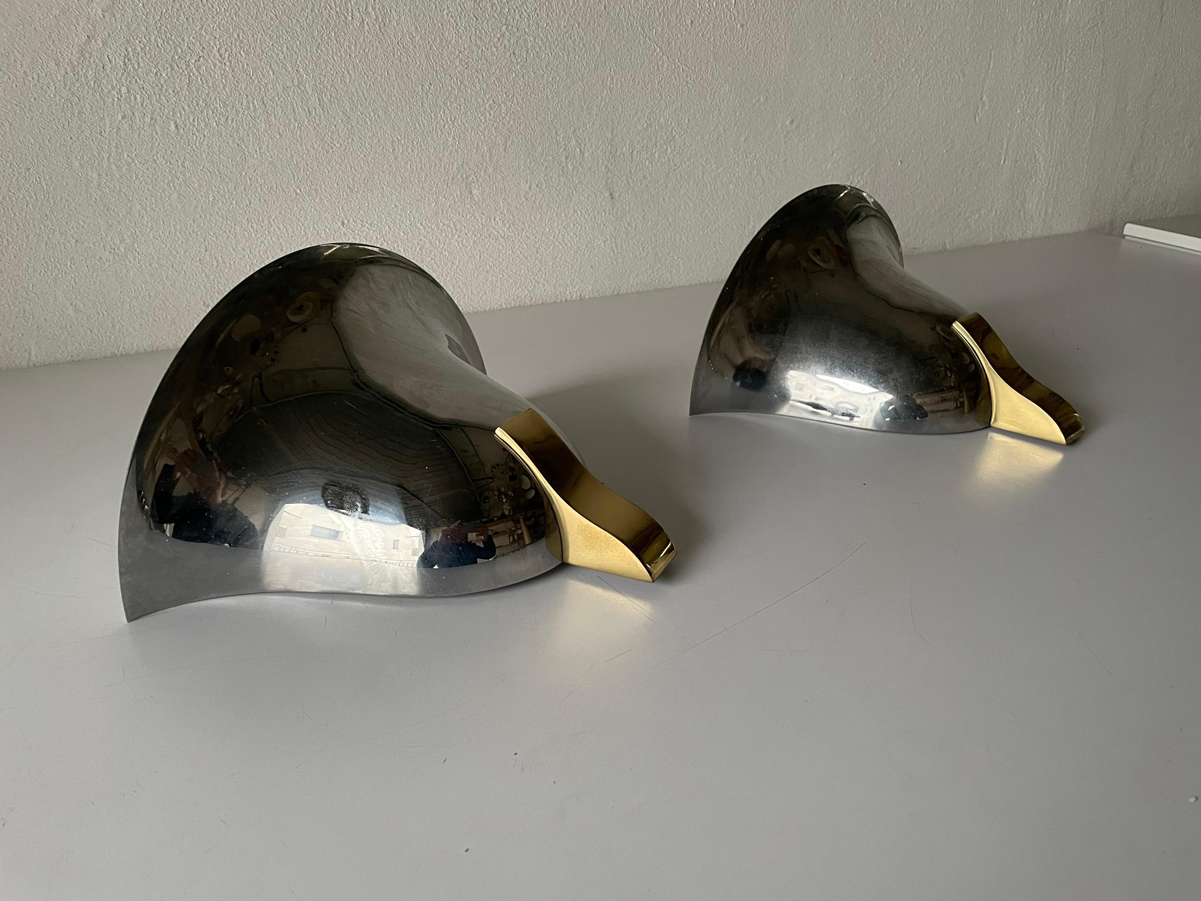 Chrome & Gold Metal Pair of Sconces by Art-Line, 1980s Germany 1