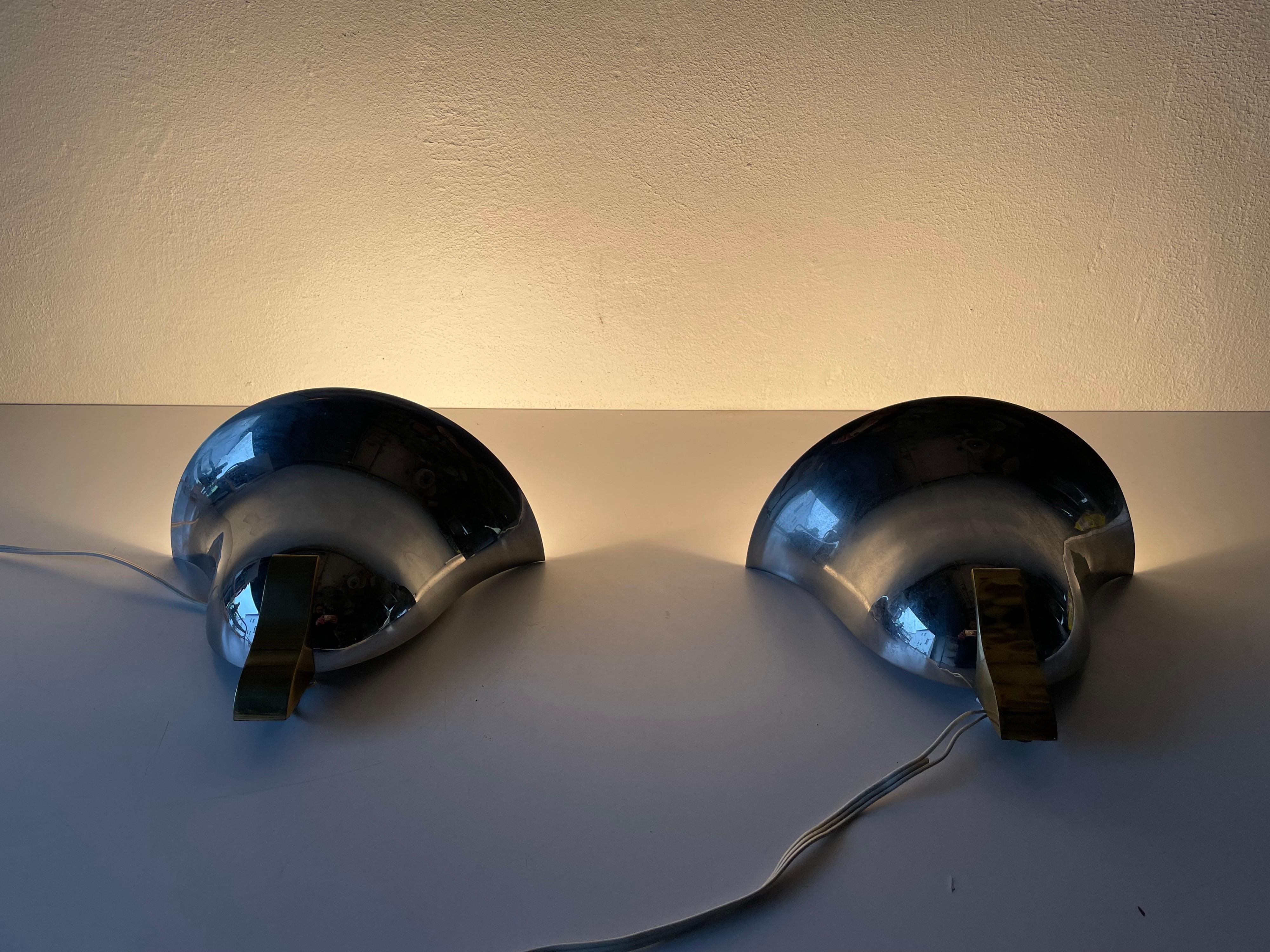Chrome & Gold Metal Pair of Sconces by Art-Line, 1980s Germany 3