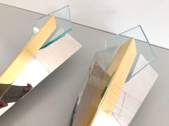 Chrome Gold Triangle Design Pair of Sconces by J.T. Kalmar, 1970s, Germany