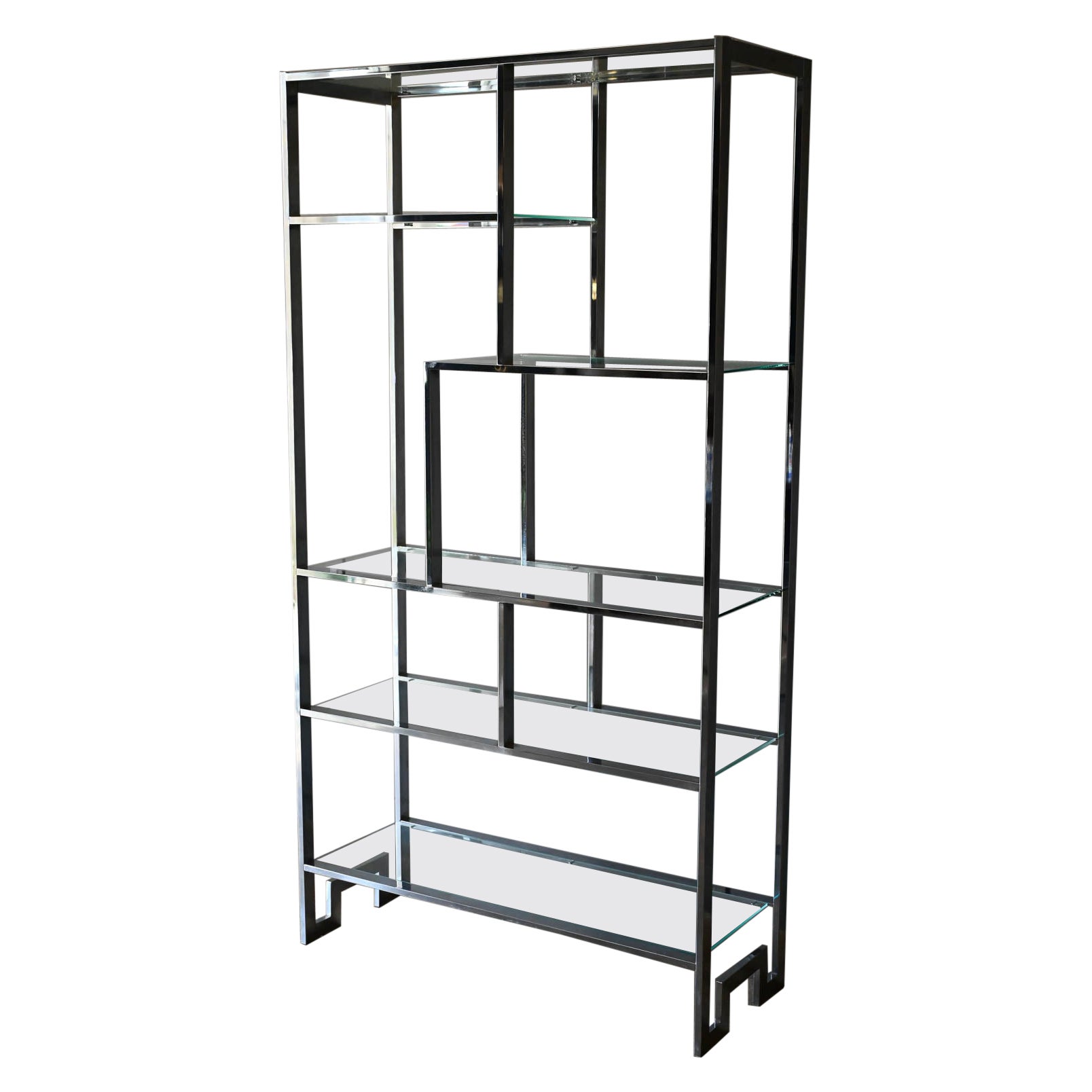 Chrome Greek Key Etagere by Design Institute of America, circa 1970