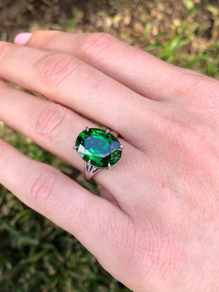 Chrome Green Tourmaline Ring 7.70 Carats  2