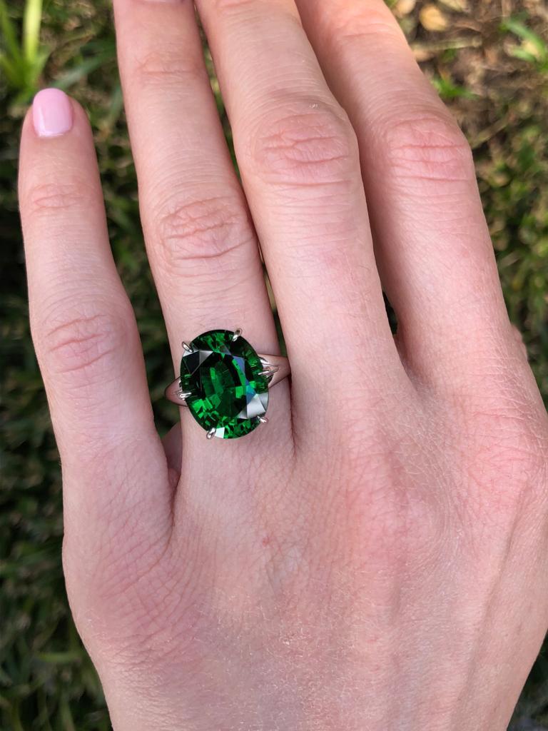 Women's Chrome Green Tourmaline Ring 7.70 Carats