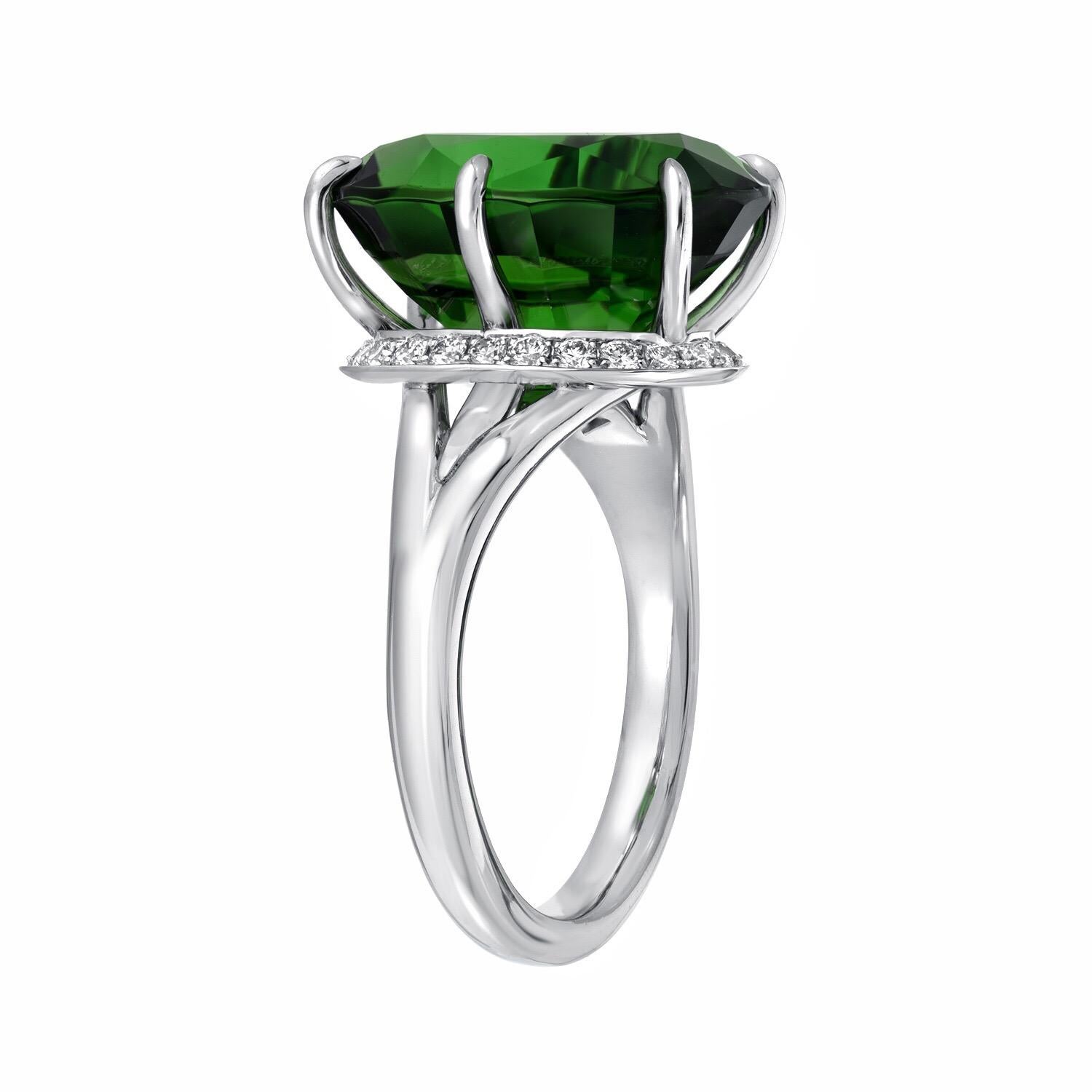 Modern Chrome Green Tourmaline Ring 7.70 Carats 