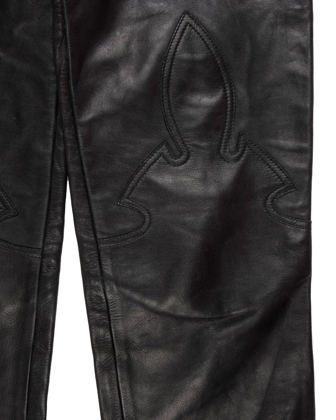 Black Chrome Hearts 1990s Fleur Knee Leather Biking Pants
