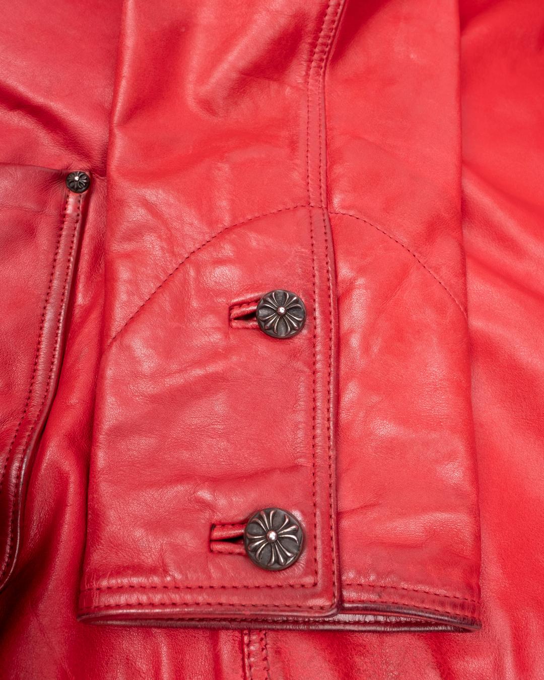 Red Chrome Hearts 1990s Oxblood Leather Field Jacket