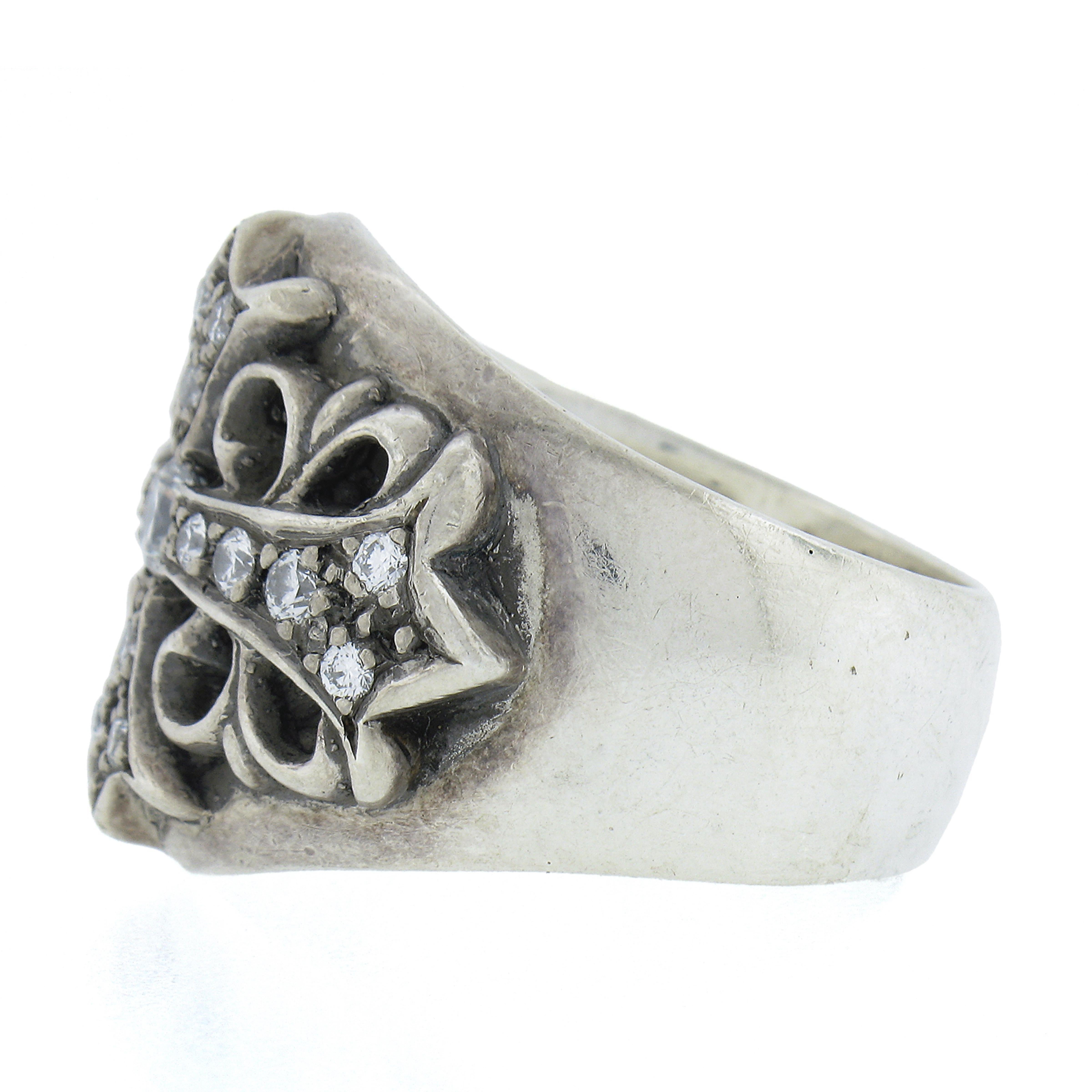 Round Cut Chrome Hearts 1992 Keeper Classic Men's Sterling Silver .58ctw Diamond Band Ring