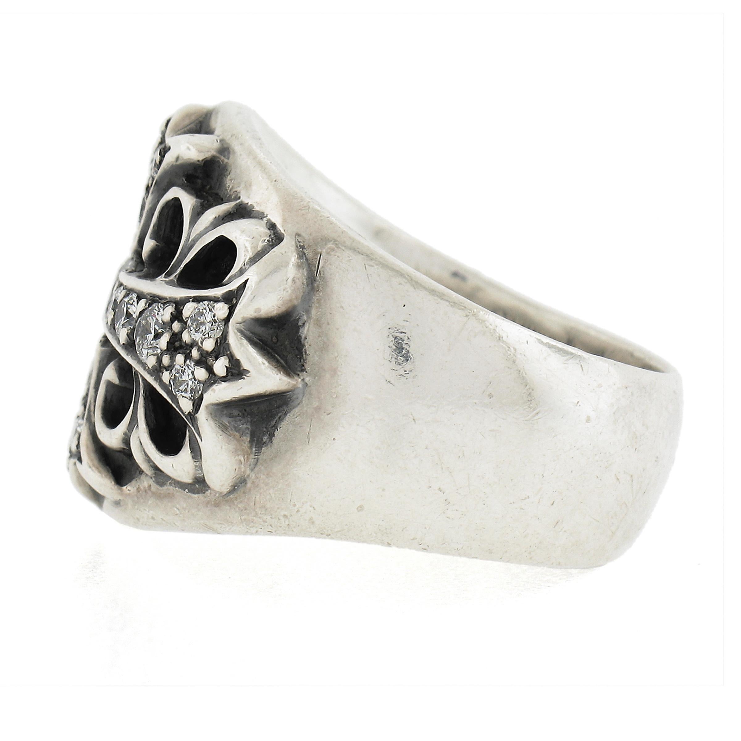 Chrome Hearts 1992 Keeper Classic Men's Sterling Silver .58ctw Diamond Band Ring In Good Condition In Montclair, NJ