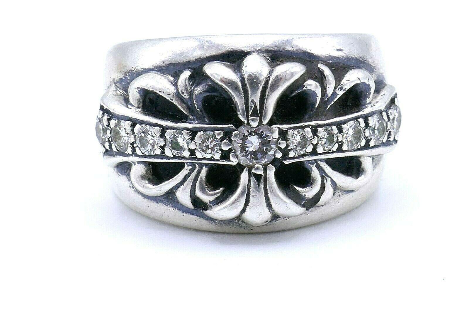 Women's or Men's Chrome Hearts 1992 Sterling Silver Diamond Ring