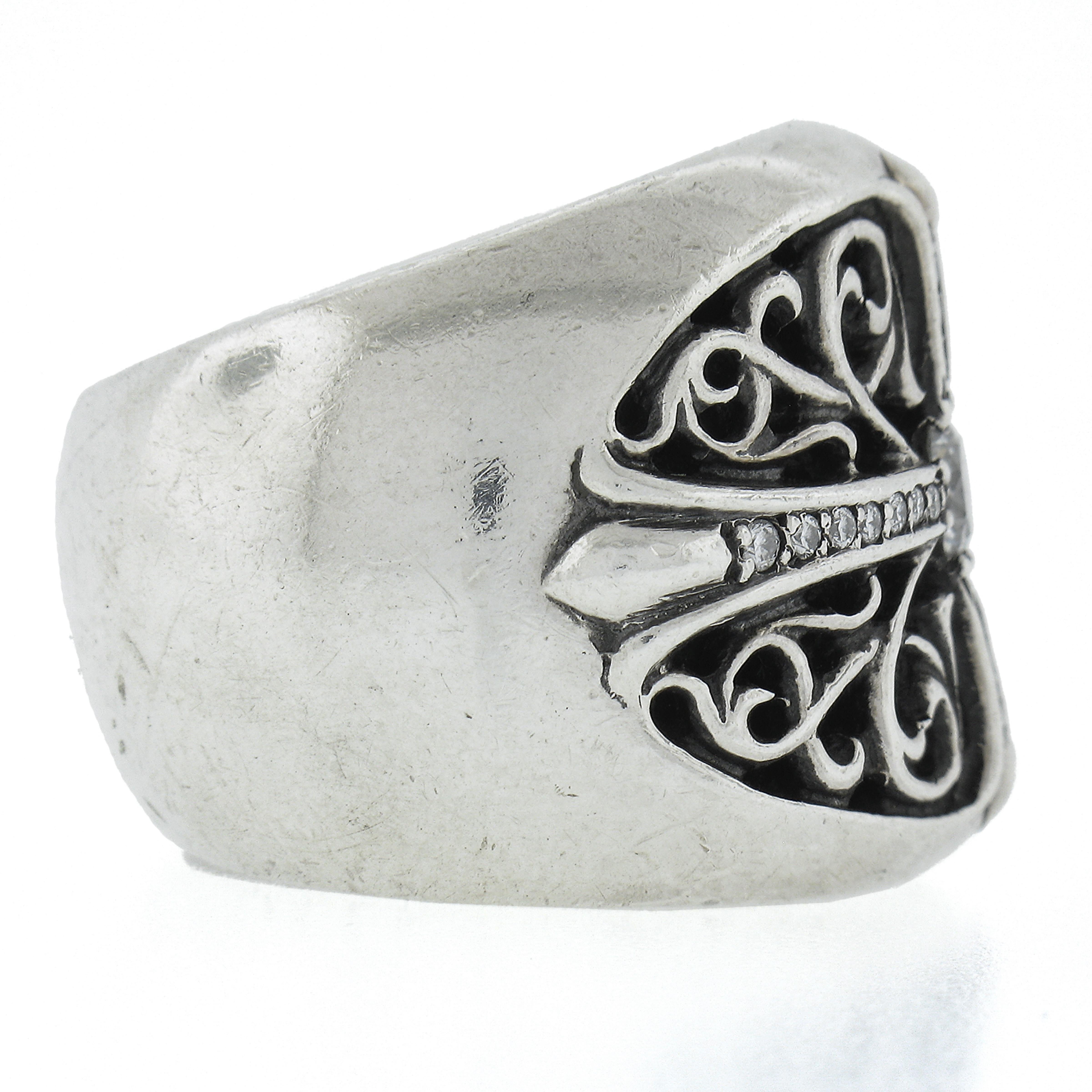 Women's or Men's Chrome Hearts 2002 Large Keeper Men's Sterling Silver 0.77ctw Diamond Band Ring For Sale
