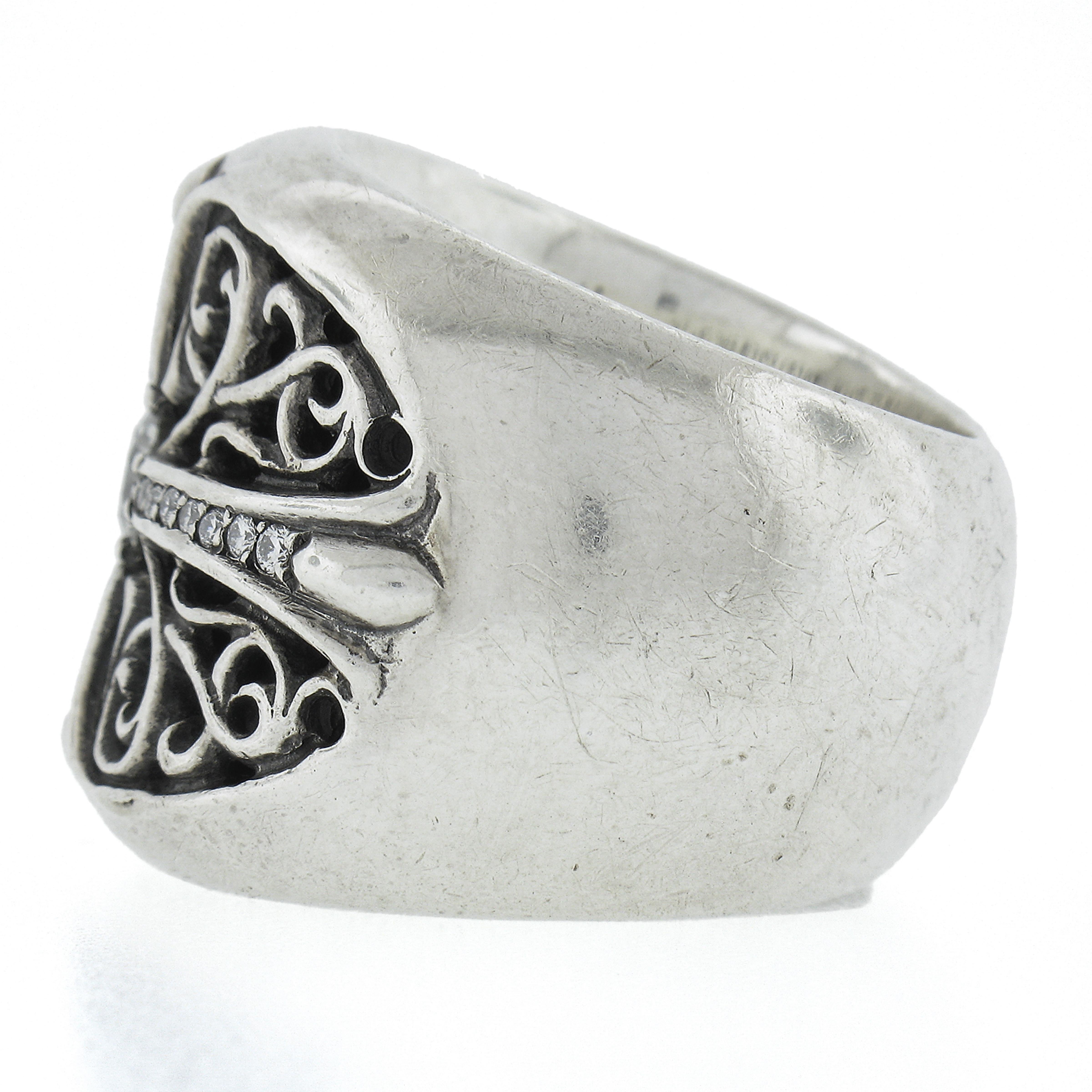 Chrome Hearts 2002 Large Keeper Men's Sterling Silver 0.77ctw Diamond Band Ring For Sale 1