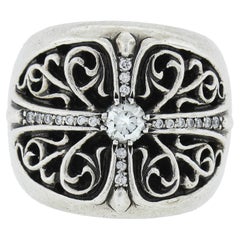 Chrome Hearts 2002 Large Keeper Men's Sterling Silver 0.77ctw Diamond Band Ring